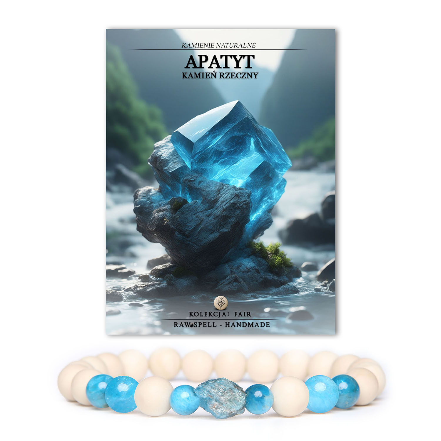 Damska i męska bransoletka Fair z apatytu i kamienia rzecznego, idealna na każdą okazję.