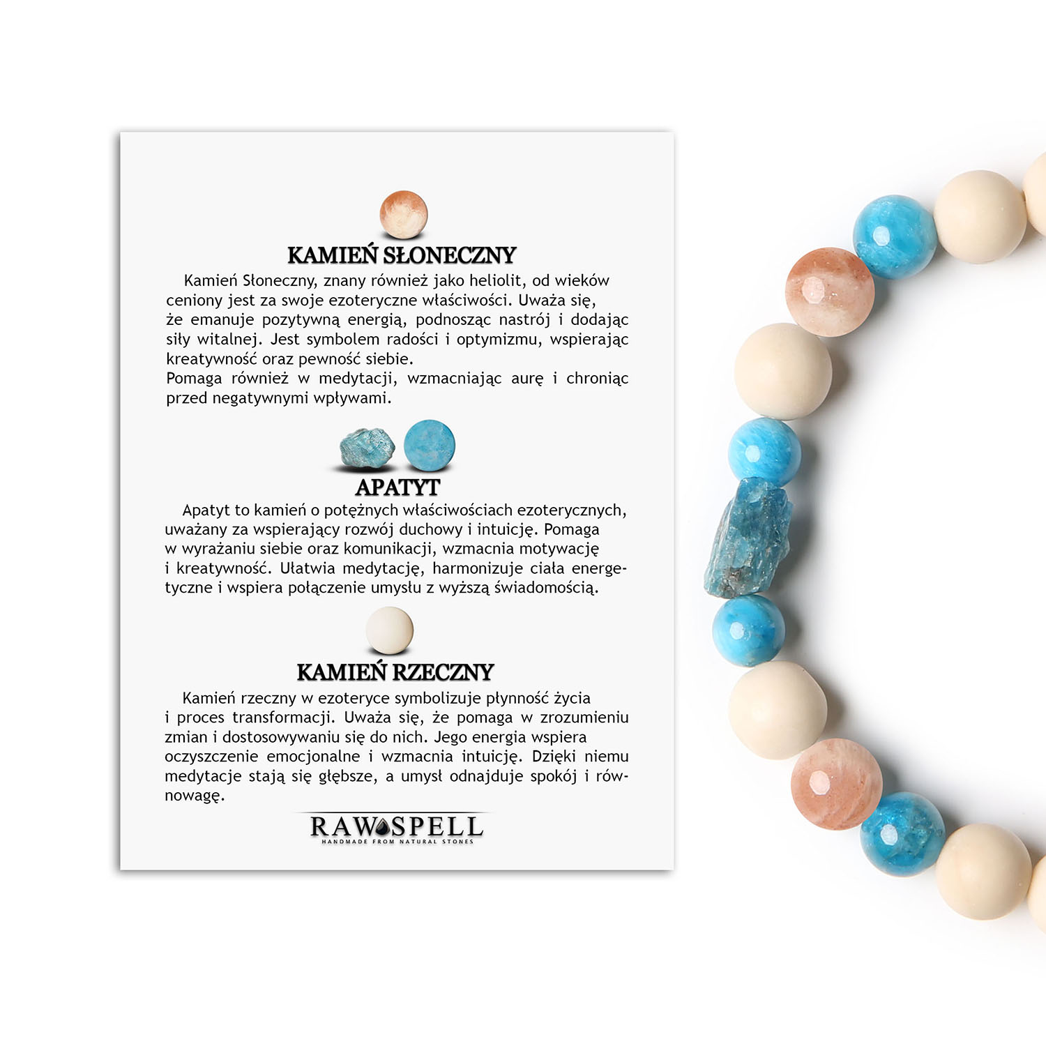 Elegancka bransoletka z kolekcji Fair. Kamień Słoneczny, Apatyt, Kamień Rzeczny. Idealna dla pań i panów Stylowa bransoletka unisex z kolekcji Fair, wykonana z kamienia słonecznego, apatytu oraz kamienia rzecznego.