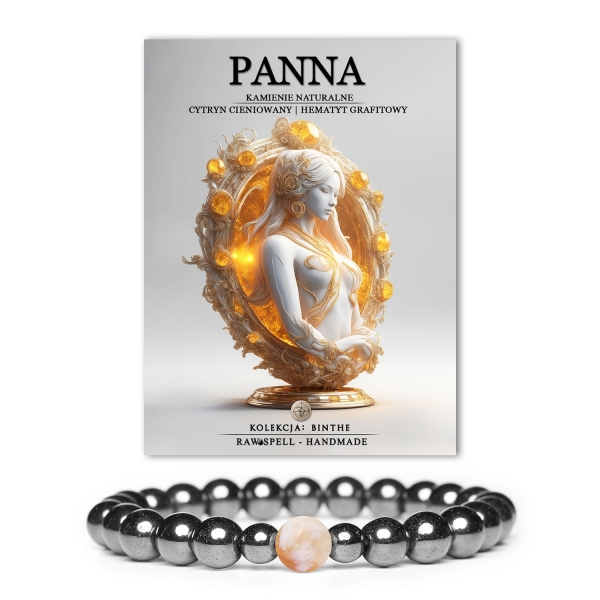 Stylowa bransoletka z naturalnych kamieni: cytryn cieniowany i hematyt grafitowy - idealna dla kobiet i mężczyzn.