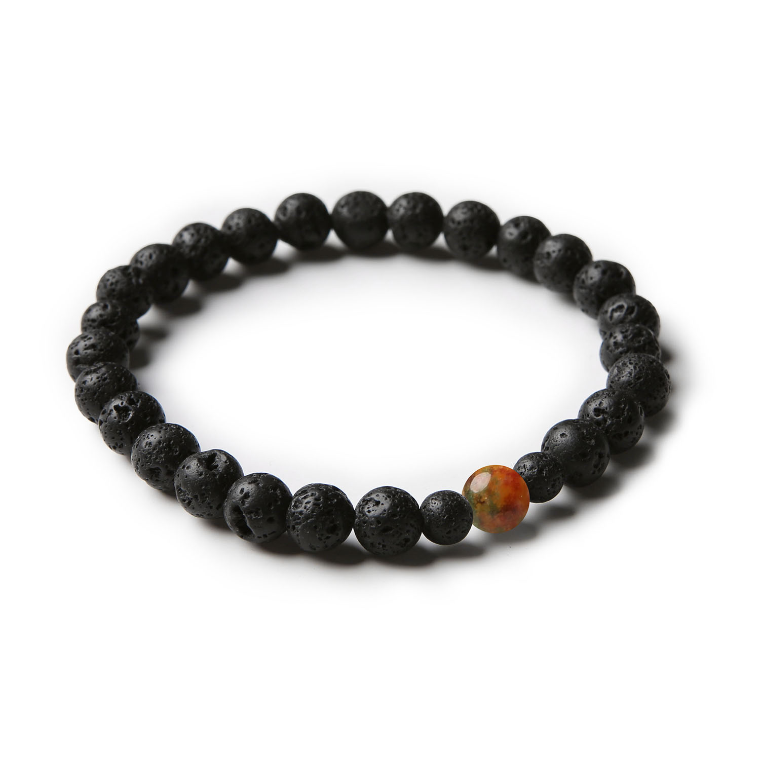Elegancka bransoletka Binthe wykonana z naturalnych agatów i lawy wulkanicznej, dla kobiet i mężczyzn.