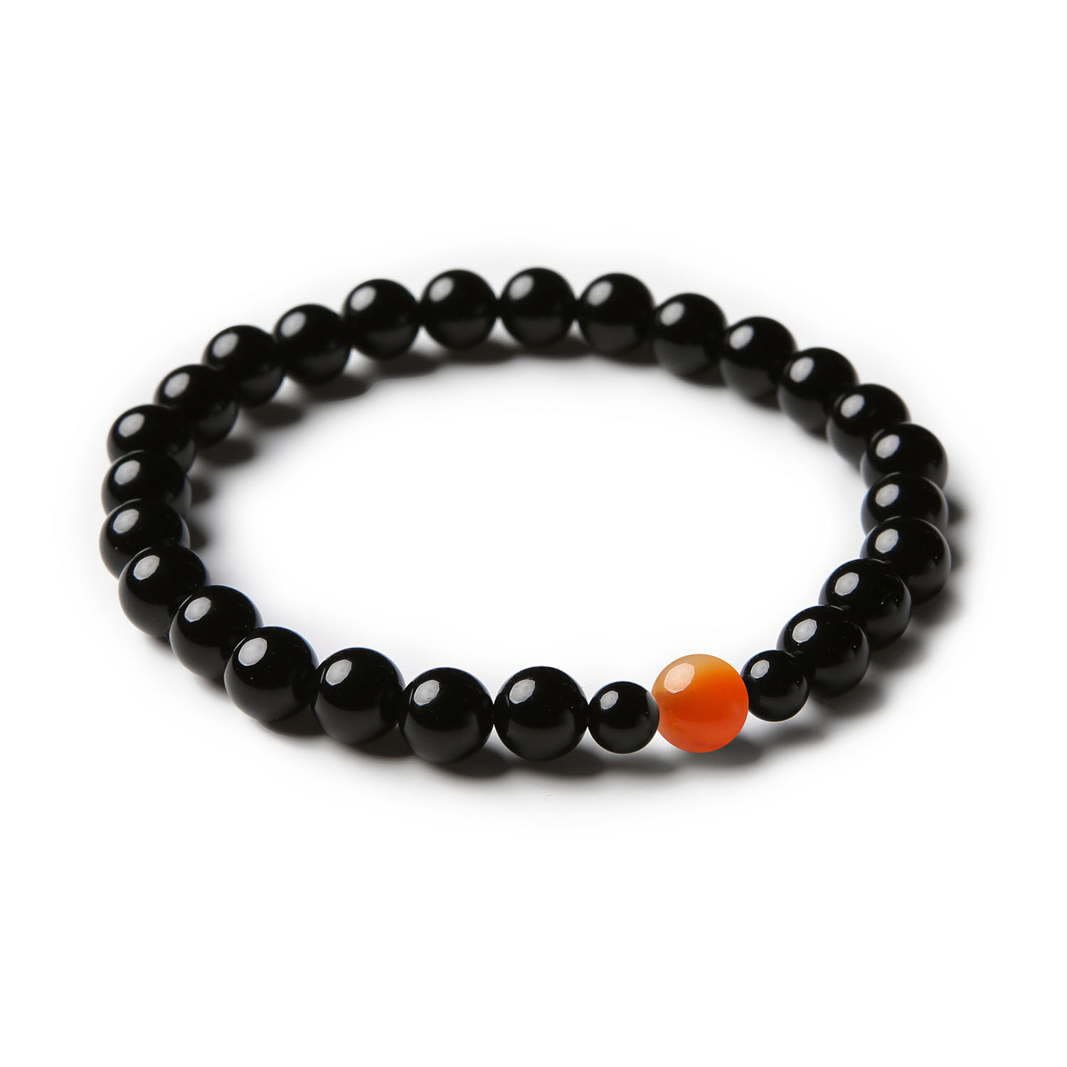 Elegancka bransoletka z wytrzymałych kamieni karneolu i onyksu z kolekcji Binthe, unisex.