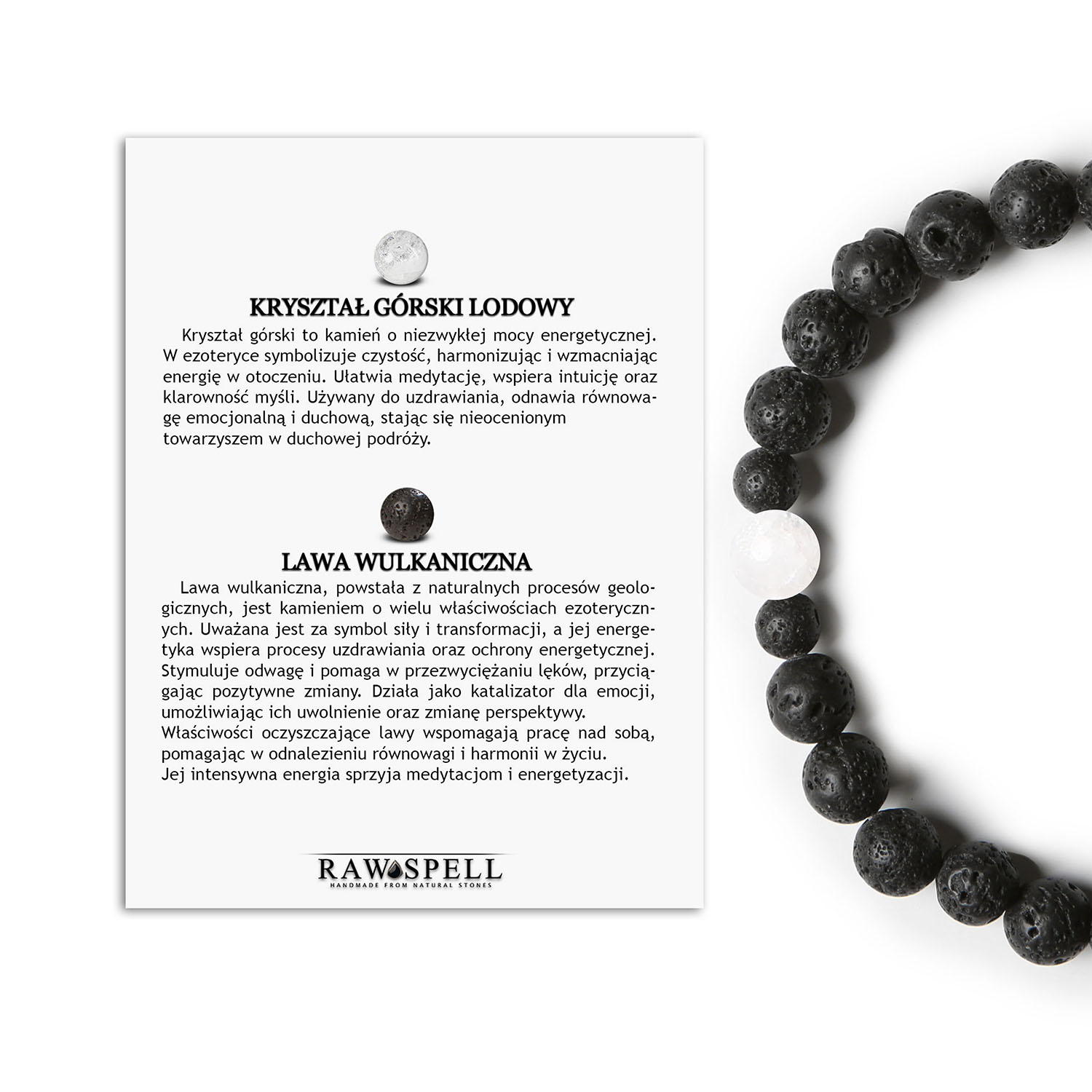 Kolekcja Binthe Damska i męska bransoletka z Kryształem Górskim Lodowym oraz Wulkaniczną Lawą Damska i męska bransoletka z kolekcji Binthe, wykonana z Kryształu Górskiego Lodowego i Lawy Wulkanicznej.