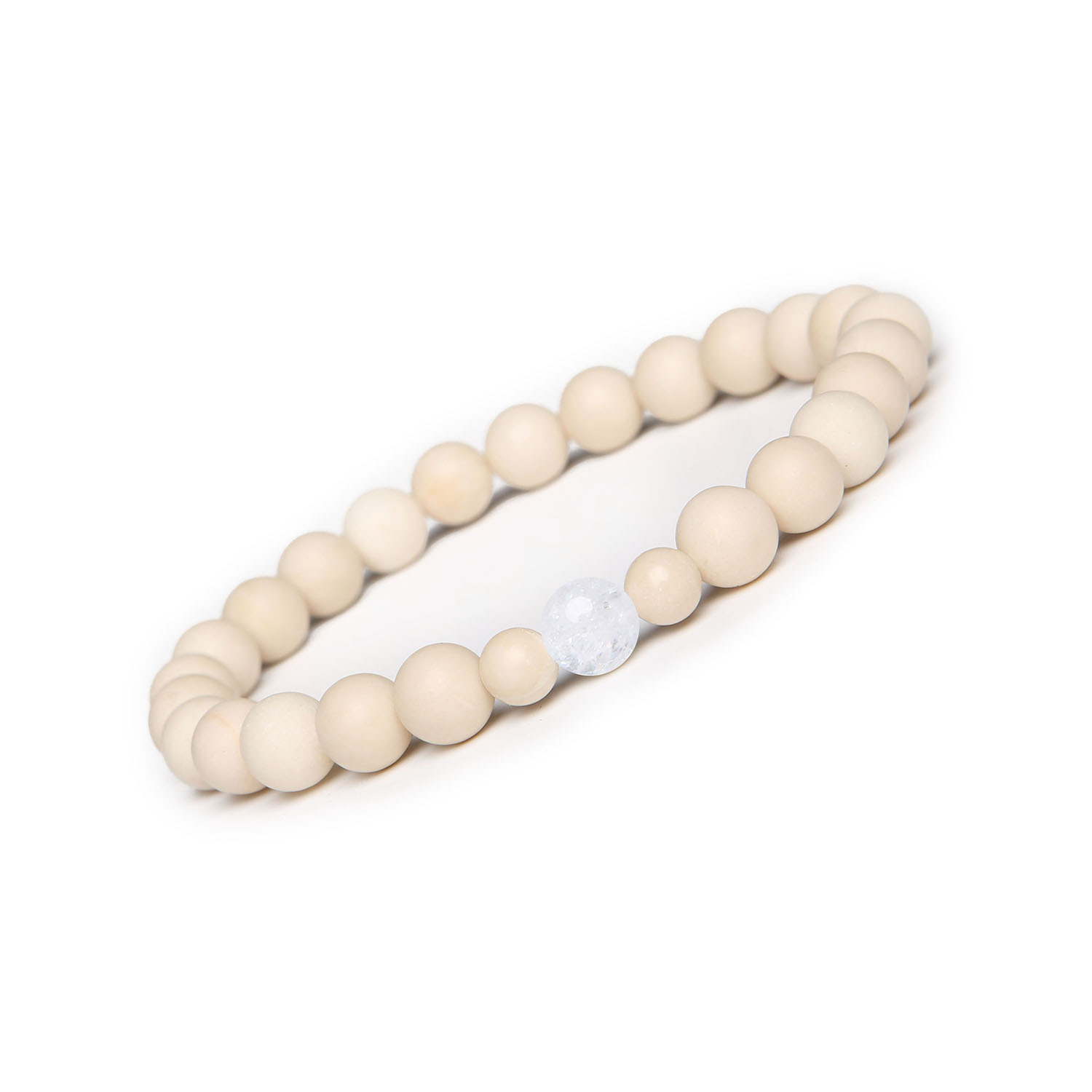 Kolekcja Binthe Elegancka bransoletka z Kryształem Górskim Lodowym i Kamieniem Rzecznym dla Niej i dla Niego Elegancka bransoletka z kolekcji Binthe wykonana z Kryształu Górskiego Lodowego i Kamienia Rzecznego, unisex.