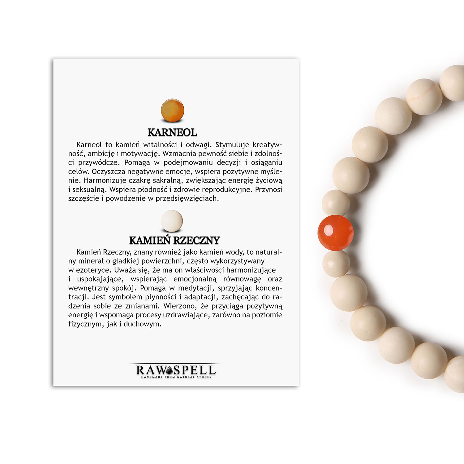 Kolekcja Binthe bransoletka z karneolem i kamieniem rzecznym – doskonały wybór dla dam i panów Elegancka bransoletka z kolekcji Binthe z karneolem i kamieniem rzecznym, dostępna dla kobiet i mężczyzn.