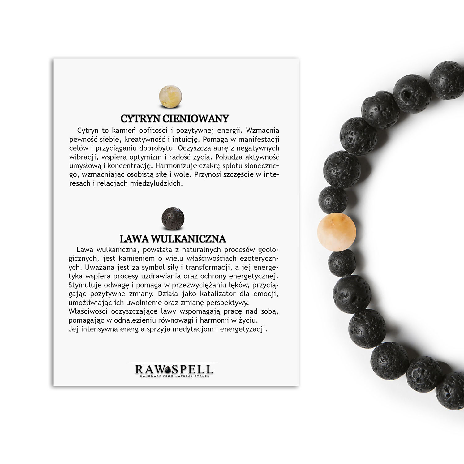 Kolekcja Binthe elegancka bransoletka z cytrynu cieniowanego i lawy wulkanicznej, dostępna dla dam i panów. Elegancka bransoletka z kolekcji Binthe, z wyjątkowym cieniowanym cytrynem i lawą wulkaniczną, unisex.