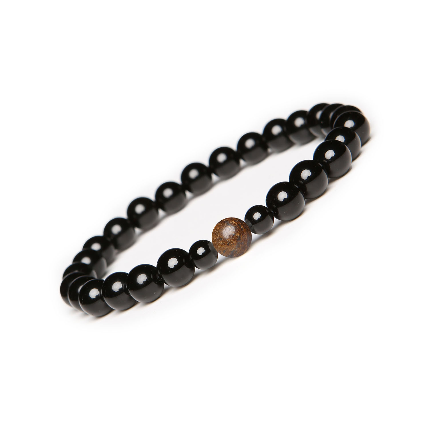 Kolekcja Binthe - stylowa bransoletka z bronzytem i onyksami, idealna dla kobiet i mężczyzn Stylowa bransoletka Binthe wykonana z bronzytu i onyksu, idealna dla kobiet i mężczyzn.