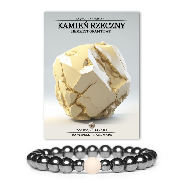 Stylowa bransoletka Binthe z naturalnymi kamieniami: rzecznym i hematytem grafitowym, idealna dla obu płci.