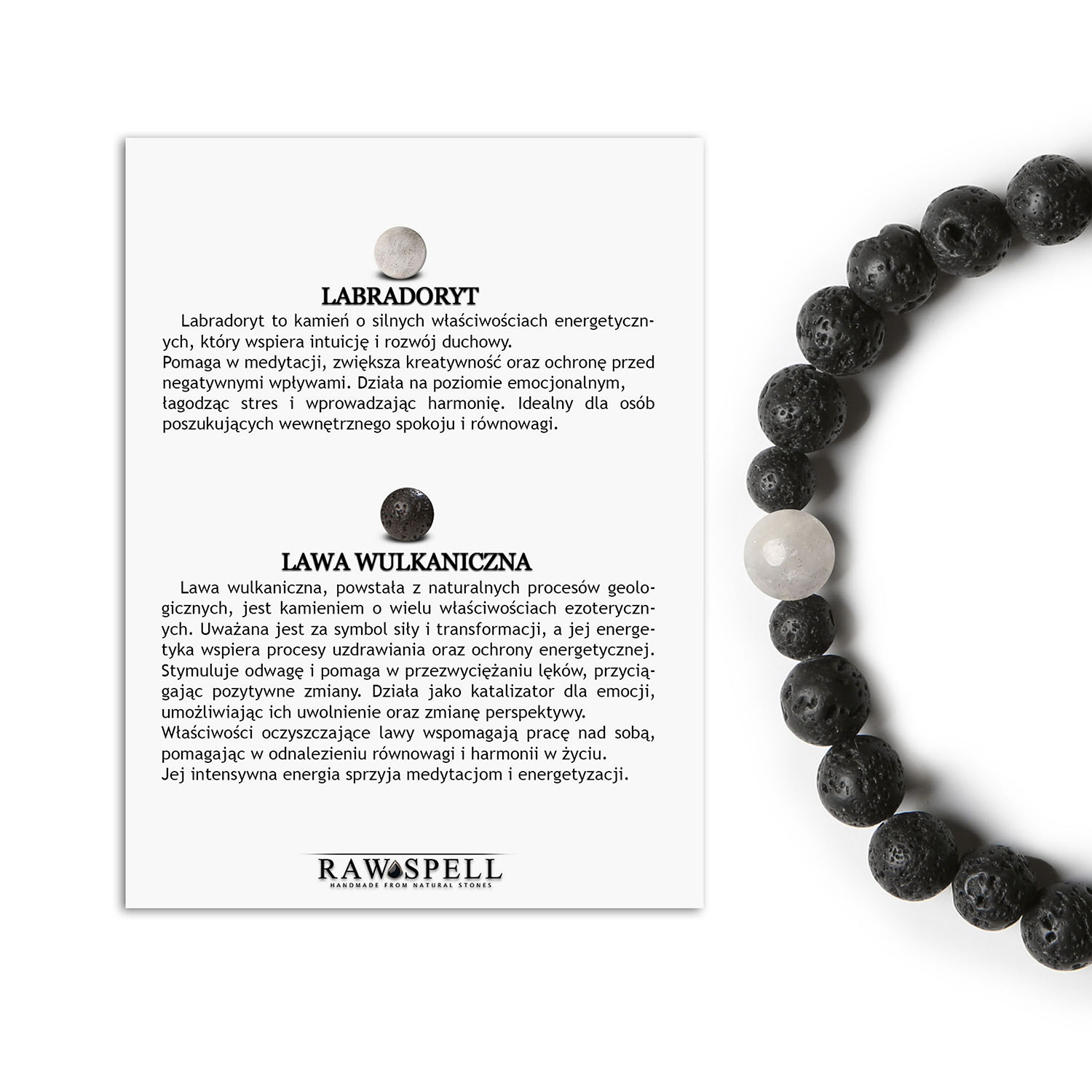 Odkryj bransoletkę Binthe z labradorytem i lawą wulkaniczną - doskonała dla kobiet i mężczyzn! Męska i damska bransoletka z kolekcji Binthe, wykonana z labradorytu i lawy wulkanicznej.