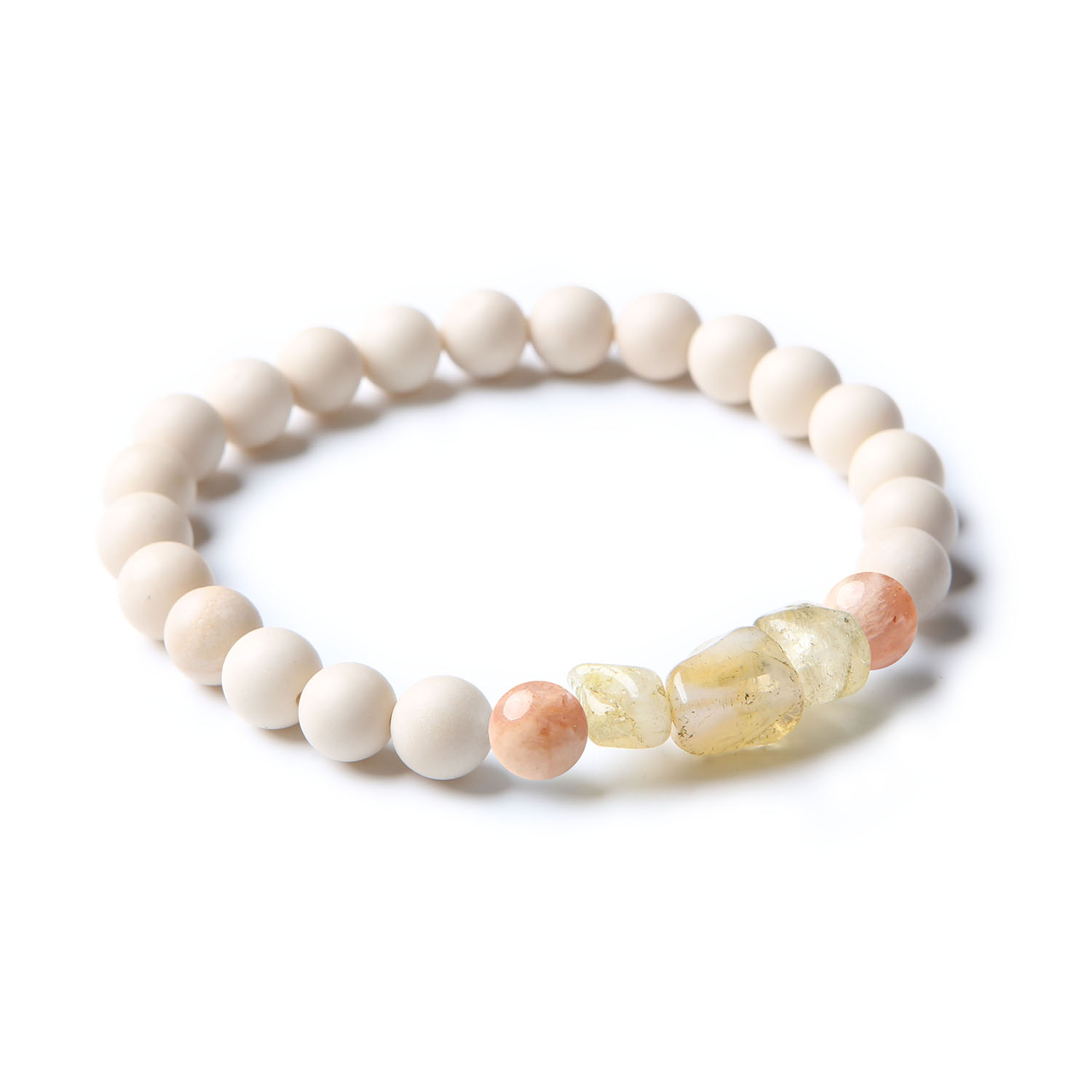 Bransoletka z kolekcji Cymiri wykonana z kamieni naturalnych: Kamień Słoneczny, Cytryn i Kamień Rzeczny, idealna dla mężczyzn i kobiet.