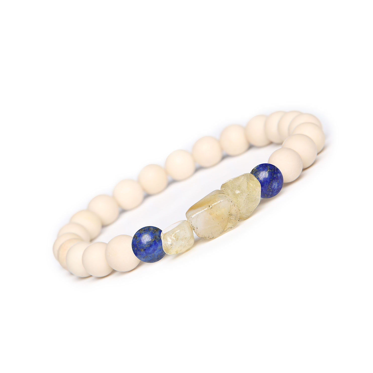 Odkryj bransoletkę Cymiri z Lapis Lazuli, Cytrynem i Kamieniem Rzecznym - idealna dla Mężczyzn i Kobiet Bransoletka dla mężczyzn i kobiet z kolekcji Cymiri, wykonana z Lapis Lazuli, Cytrynu oraz Kamienia Rzecznego, dodająca elegancji każdej stylizacji.