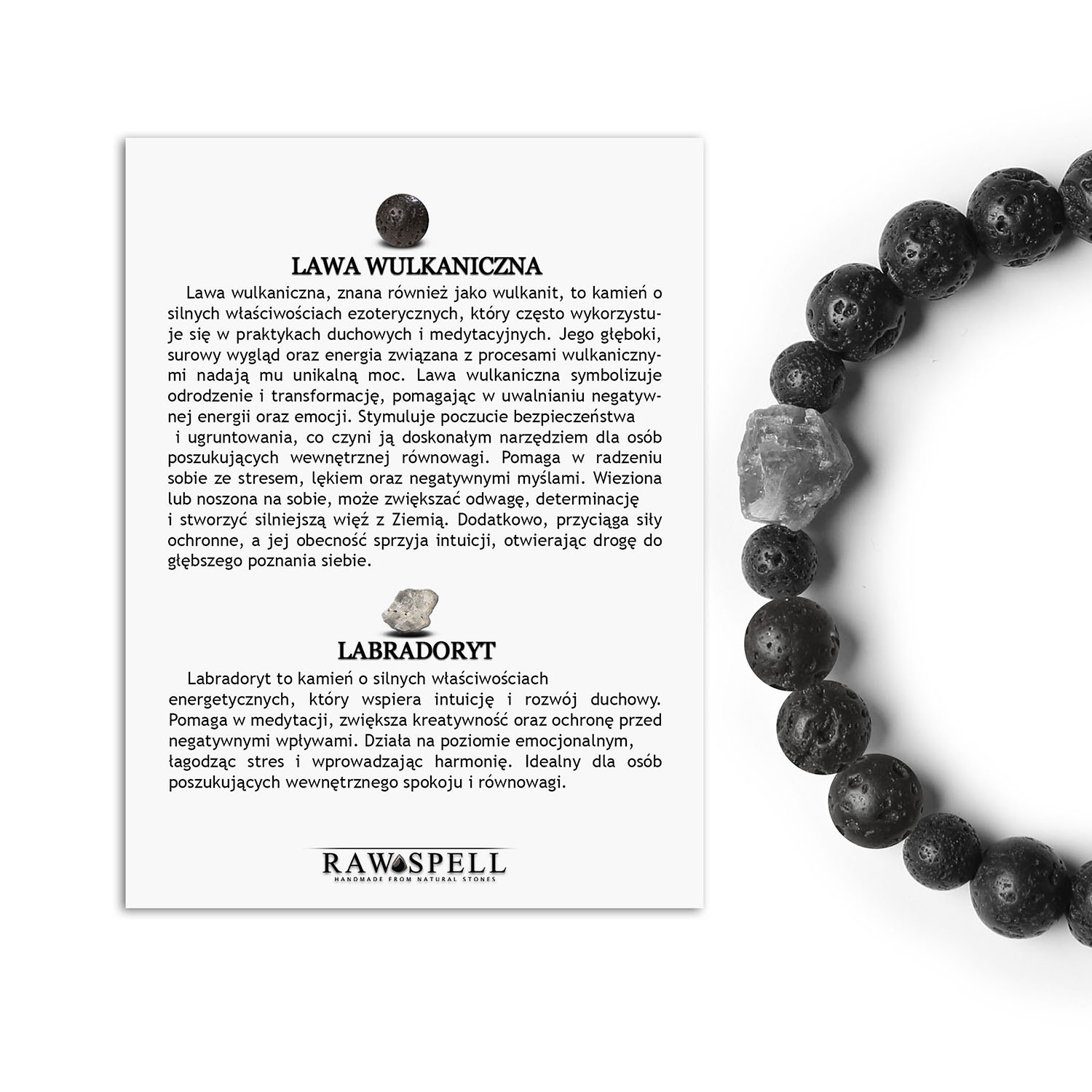 Odkryj bransoletkę Derdr - lawa wulkaniczna i labradoryt. Naturalne kamienie dla każdej płci, idealna na każdą okazję Bransoletka z kolekcji Derdr, ozdobiona lawą wulkaniczną i labradorytem, idealna dla każdego, poszukującego naturalnych kamieni w biżuterii.