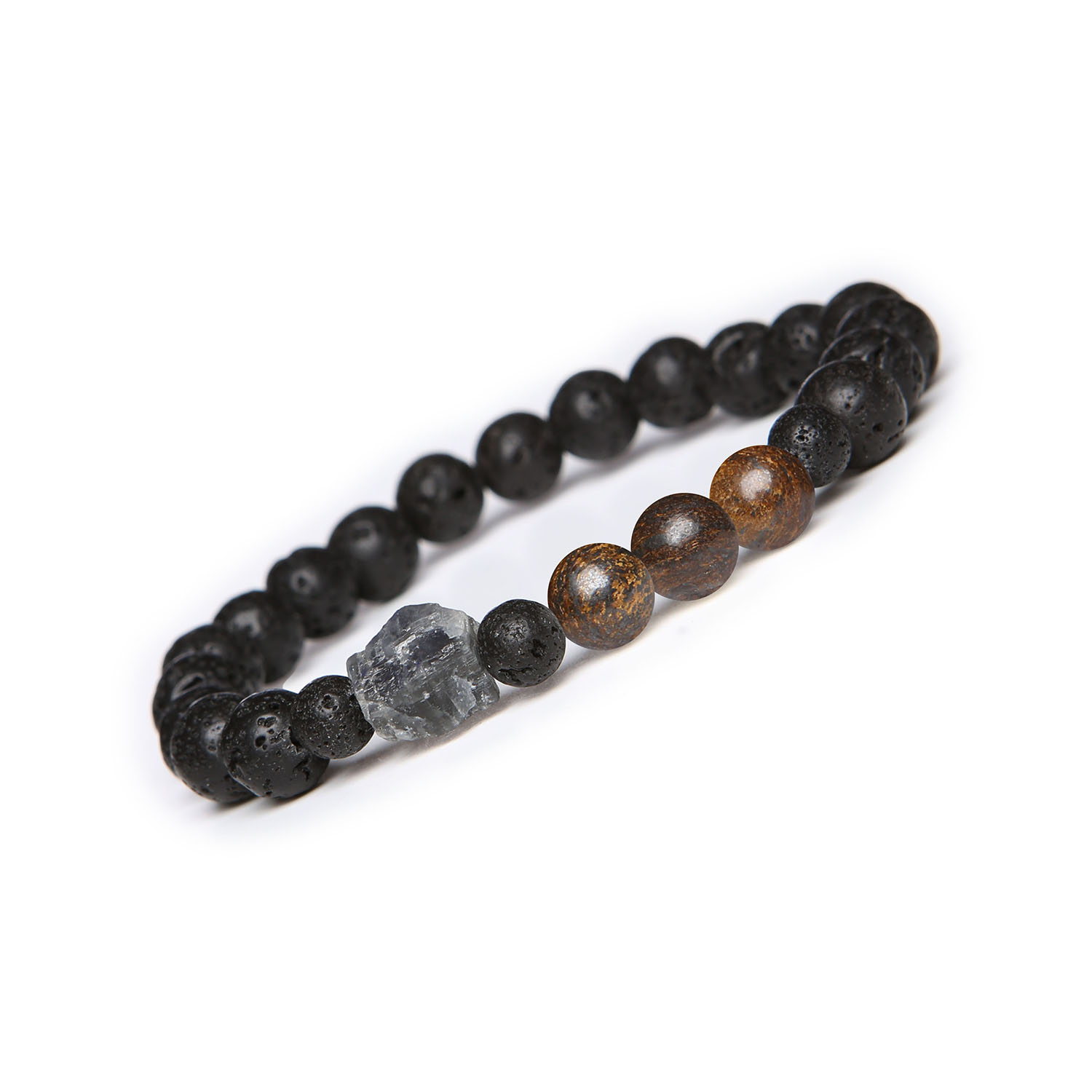 Odkryj bransoletkę Derdr z bronzytem, labradorytem i lawą wulkaniczną. Naturalne kamienie dla kobiet i mężczyzn Stylowa bransoletka Derdr z bronzytem, labradorytem i lawą wulkaniczną, doskonała biżuteria dla kobiet i mężczyzn.