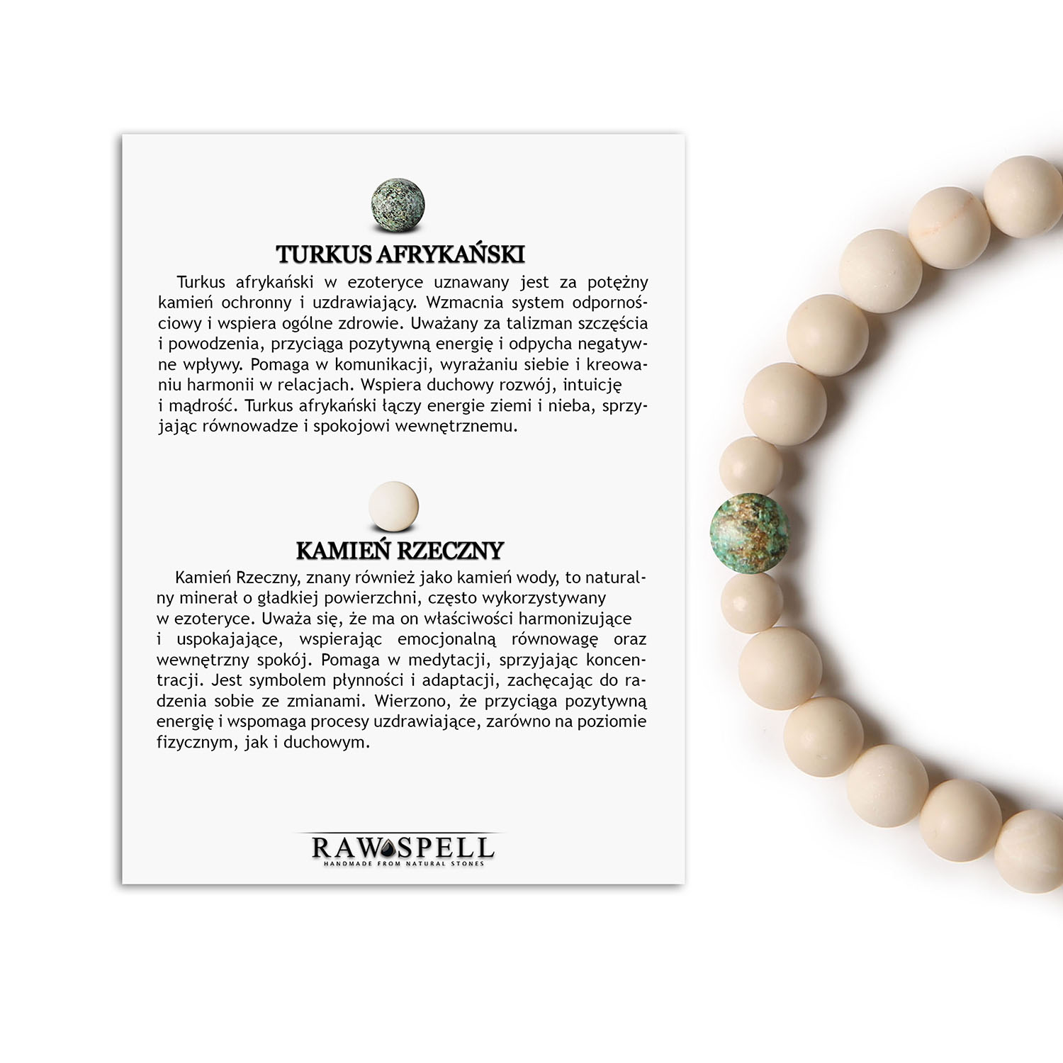 Odkryj bransoletkę z kolekcji Binthe – elegancja Turkusu Afrykańskiego i naturalnego Kamienia Rzecznego Elegancka bransoletka Binthe z turkusem afrykańskim oraz kamieniami rzecznymi, idealna dla kobiet i mężczyzn.