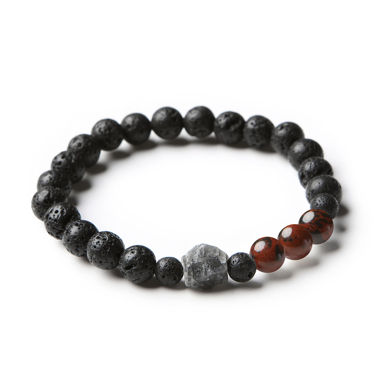 Naturalna bransoletka Derdr z obsydianem brązowym i labradorytem – unisex, wulkaniczna lawa i kamienie szlachetne w modnej formie.