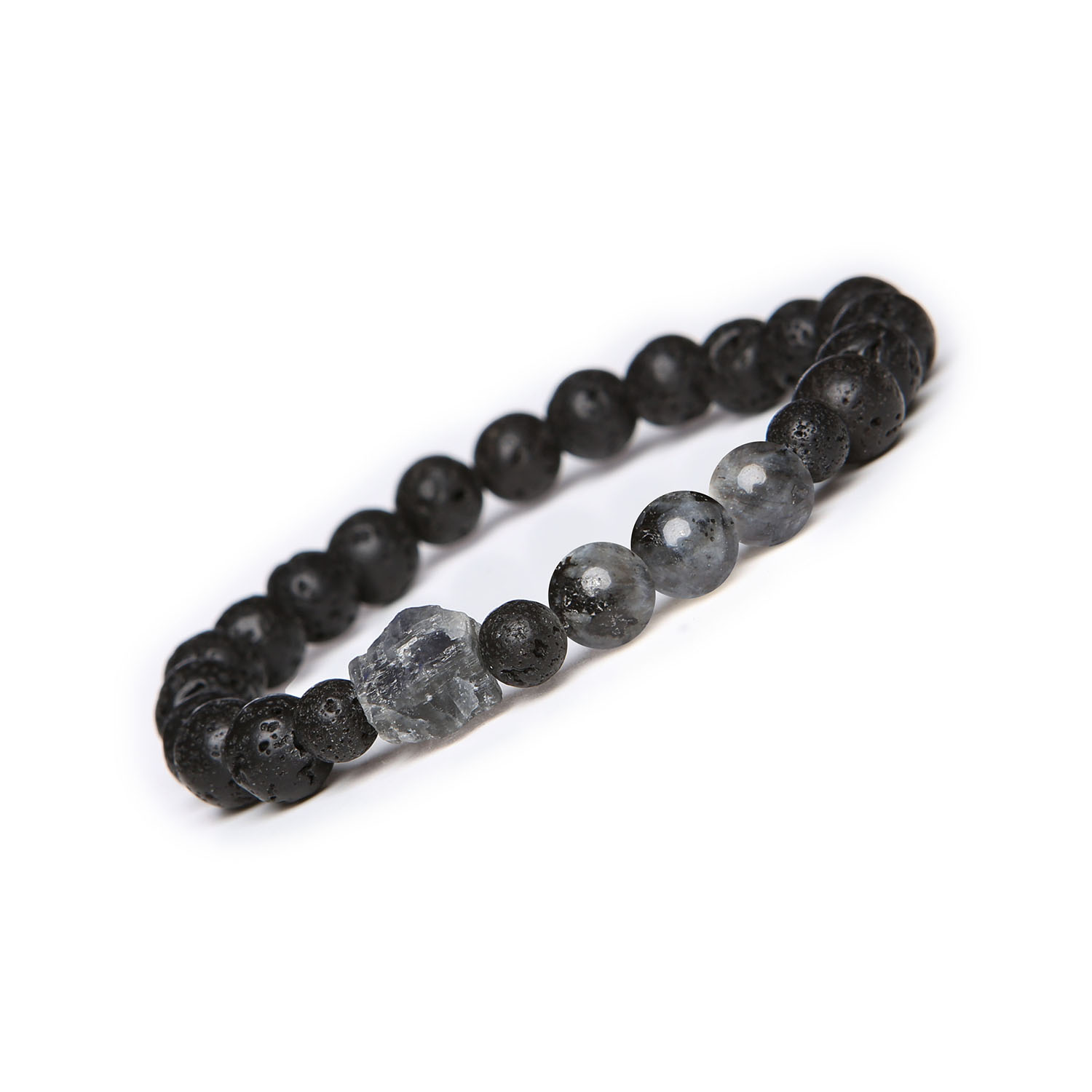 Odkryj bransoletkę z kolekcji Derdr, łączącą larvikit, labradoryt i lawę wulkaniczną. Idealna dla kobiet i mężczyzn Bransoletka Derdr z larvikitem, labradorytem i lawą wulkaniczną, stworzona z naturalnych kamieni dla kobiet i mężczyzn.