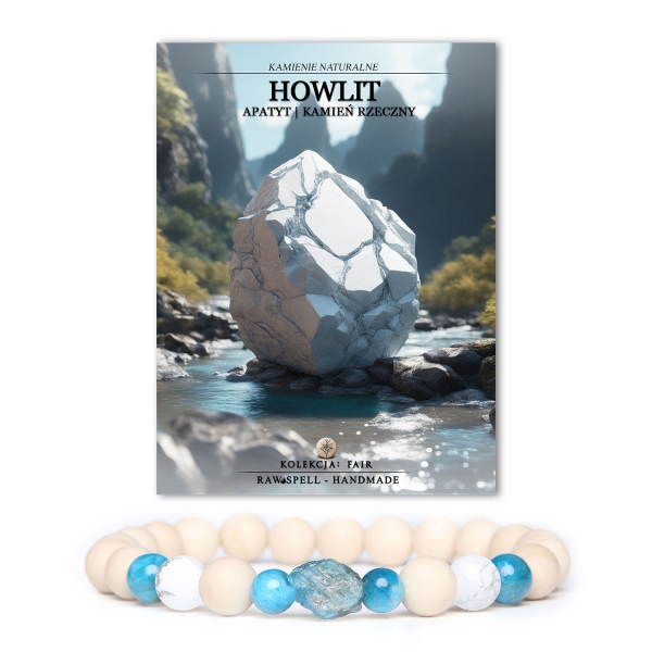 Bransoletka z kolekcji Fair wykonana z Howlitu, Apatytu i Kamienia Rzecznego - unisex.