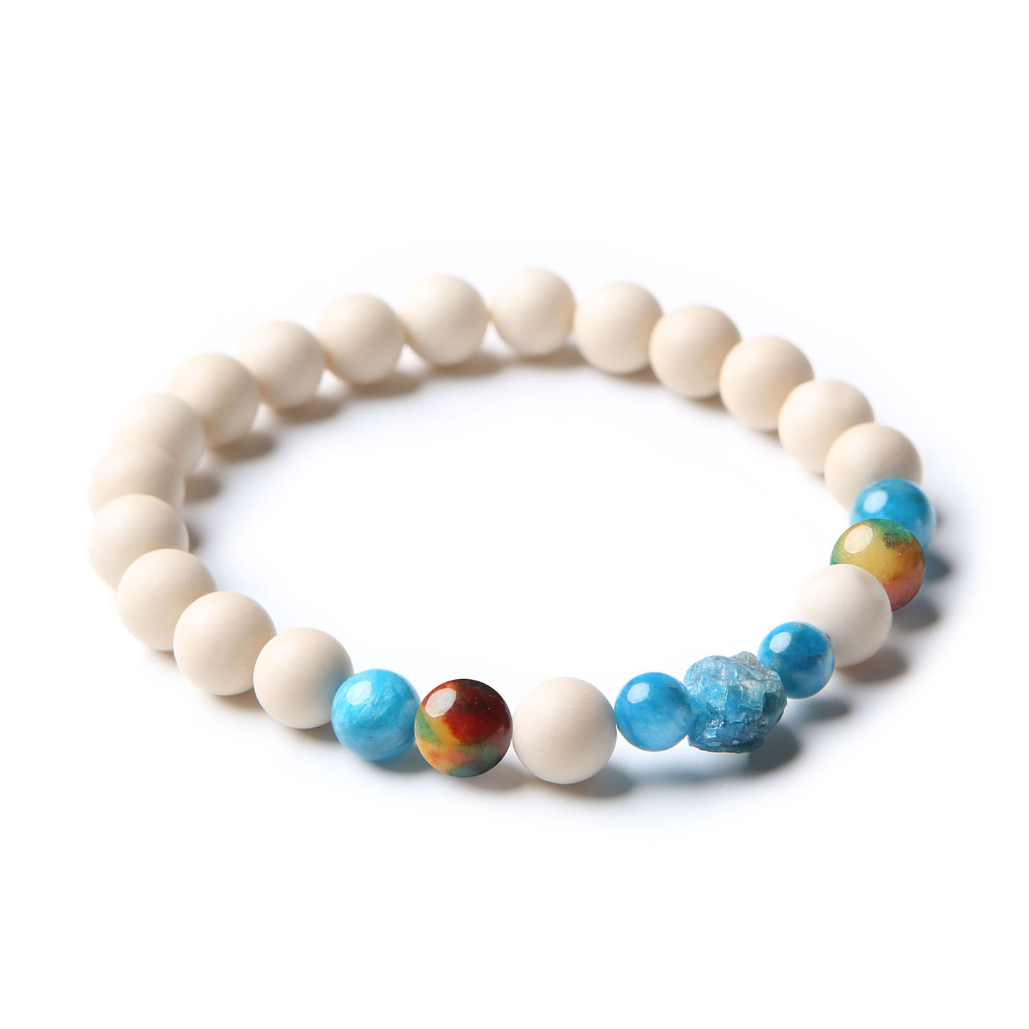 Elegancka bransoletka z lawą wulkaniczną oraz agatami i kamieniami rzecznymi, unisex z kolekcji Fair.