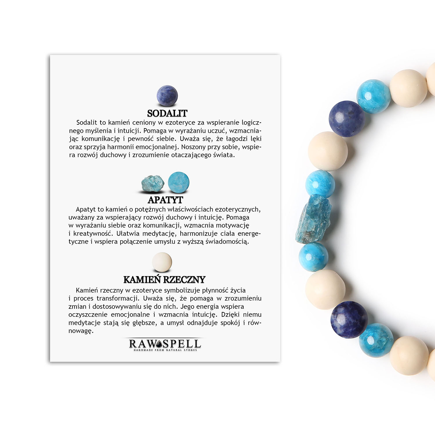 Odkryj bransoletkę z kolekcji Fair! Sodalit, Apatyt, Kamień Rzeczny. Idealna dla kobiet i mężczyzn szukających unikalnych akcesoriów Stylowa bransoletka Fair z sodalitem, apatytu i kamieniem rzecznym, idealna dla kobiet i mężczyzn.