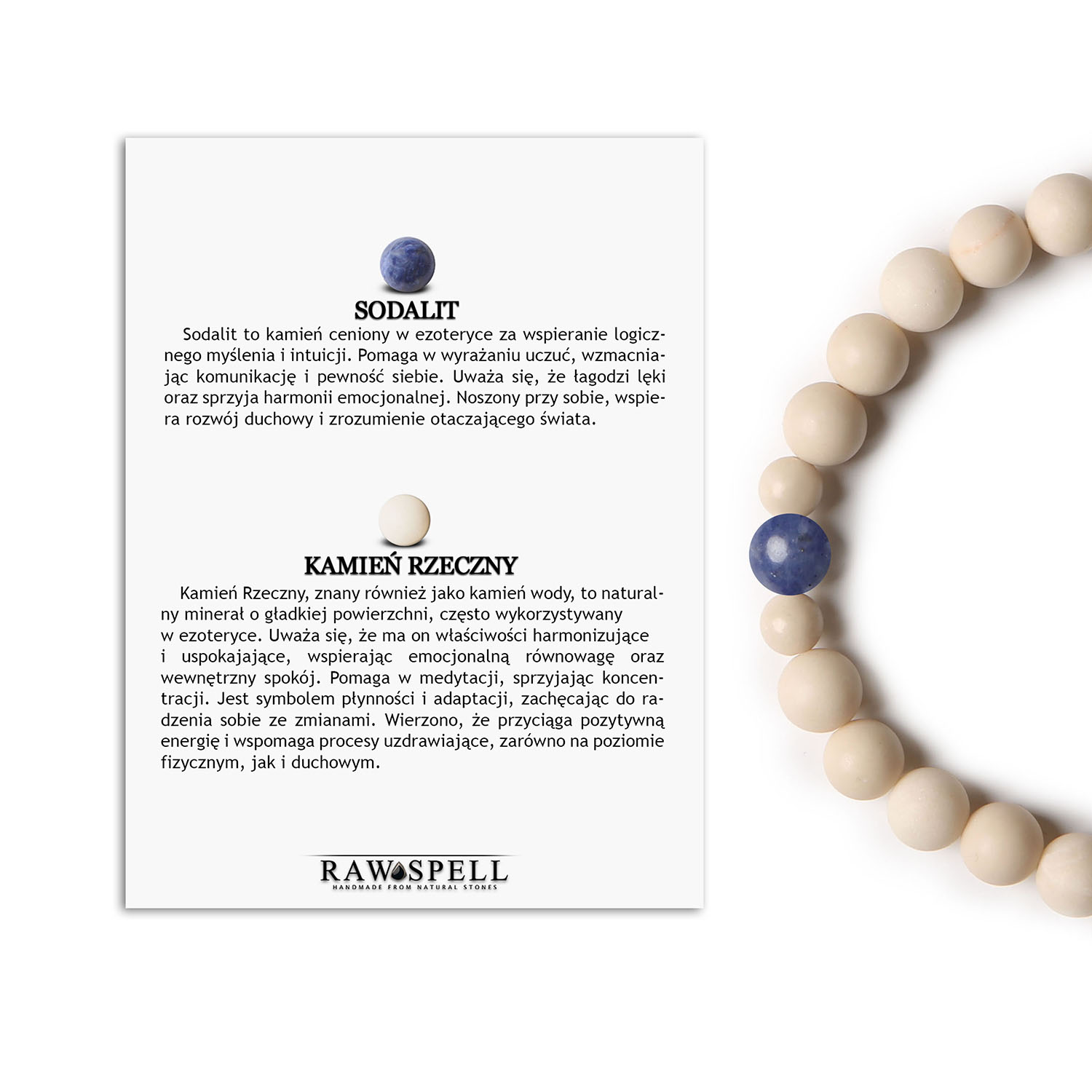 Stylowa Bransoletka Binthe wykonana z Sodalitu i Kamienia Rzecznego Damska i Męska Stylowa bransoletka Binthe, z naturalnych kamieni sodalitu i kamienia rzecznych, idealna dla kobiet i mężczyzn.