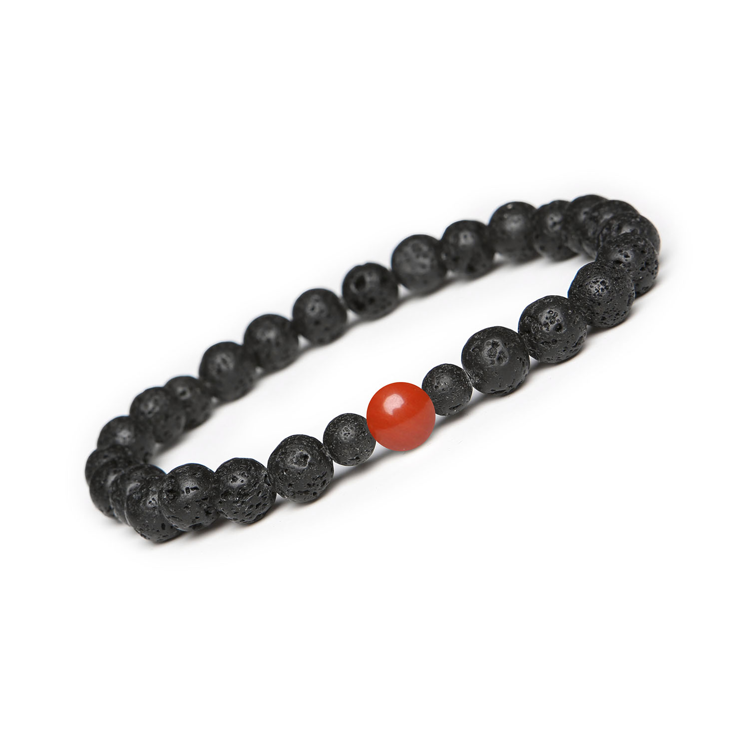 Stylowa Bransoletka Binthe z Jaspisem Czerwonym i Lawą Wulkaniczną - Uniwersalny Dodatek Damski i Męski Bransoletka Binthe z jaspisem czerwonym oraz lawą wulkaniczną, unisex - doskonała ozdoba dla każdego.