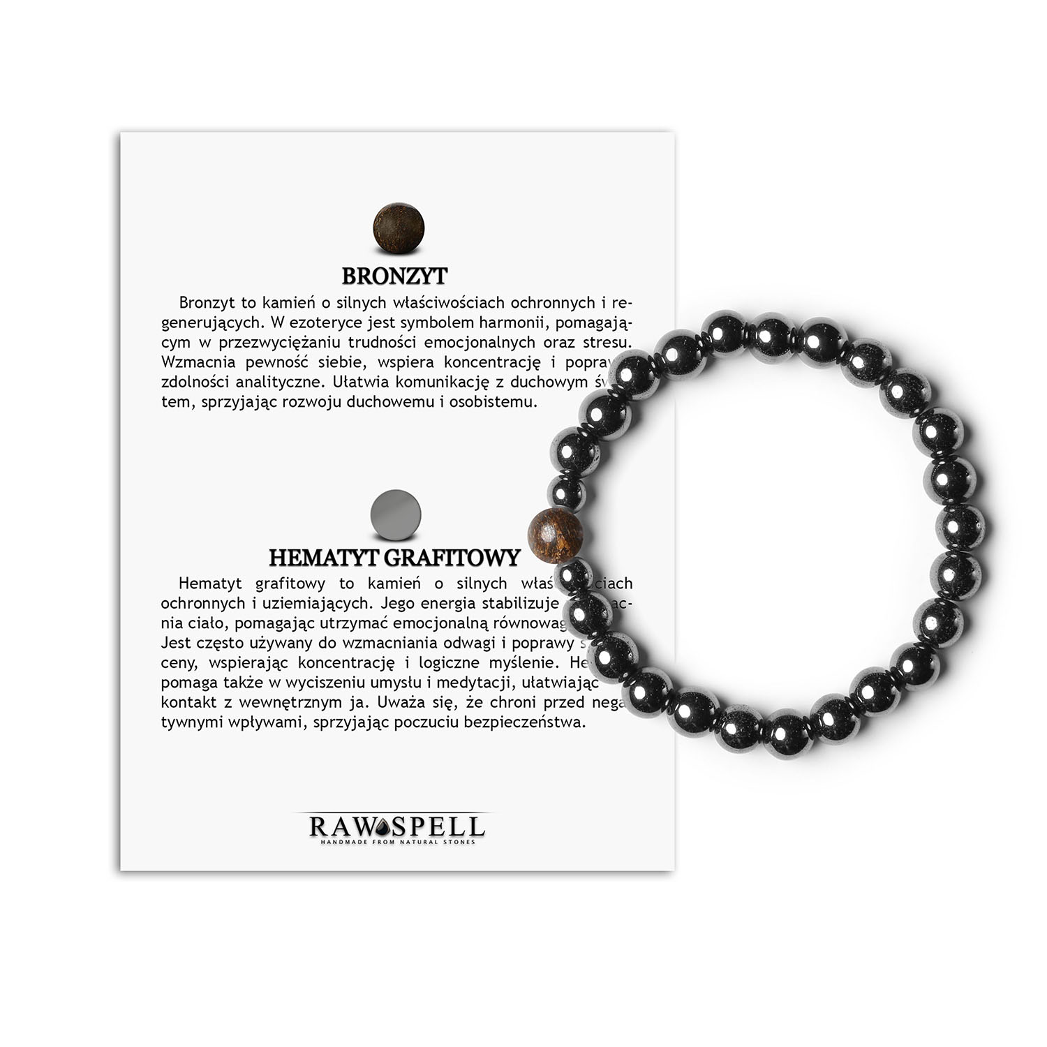 Stylowa bransoletka Binthe z bronzytem i hematytem grafitowym. Naturalne kamienie dla kobiet i mężczyzn. Idealna na każdą okazję! Bransoletka męska i damska z naturalnych kamieni: bronzyt i hematyt grafitowy z kolekcji Binthe.