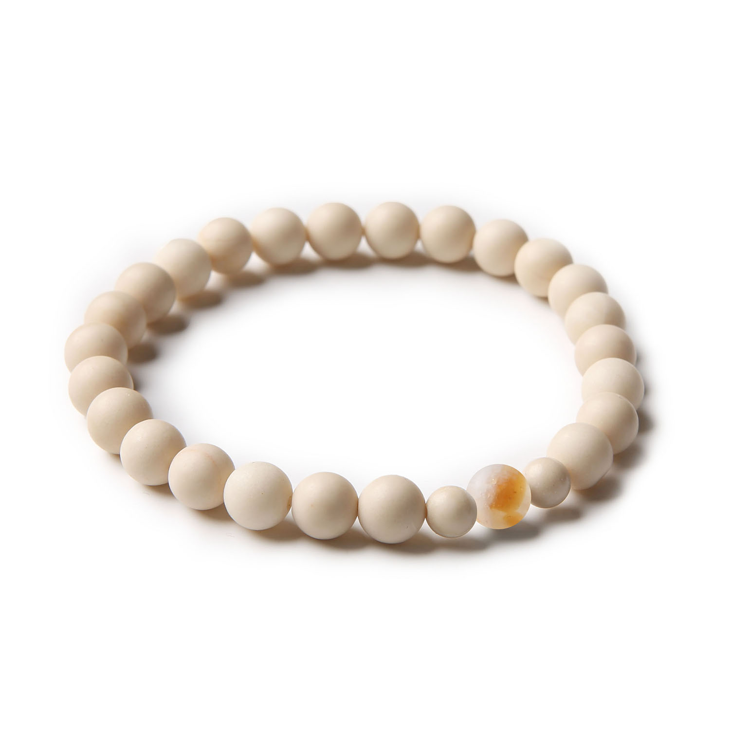 Elegancka bransoletka męska i damska z kamieni naturalnych: cytryn cieniowany i kamień rzeczny od Binthe.