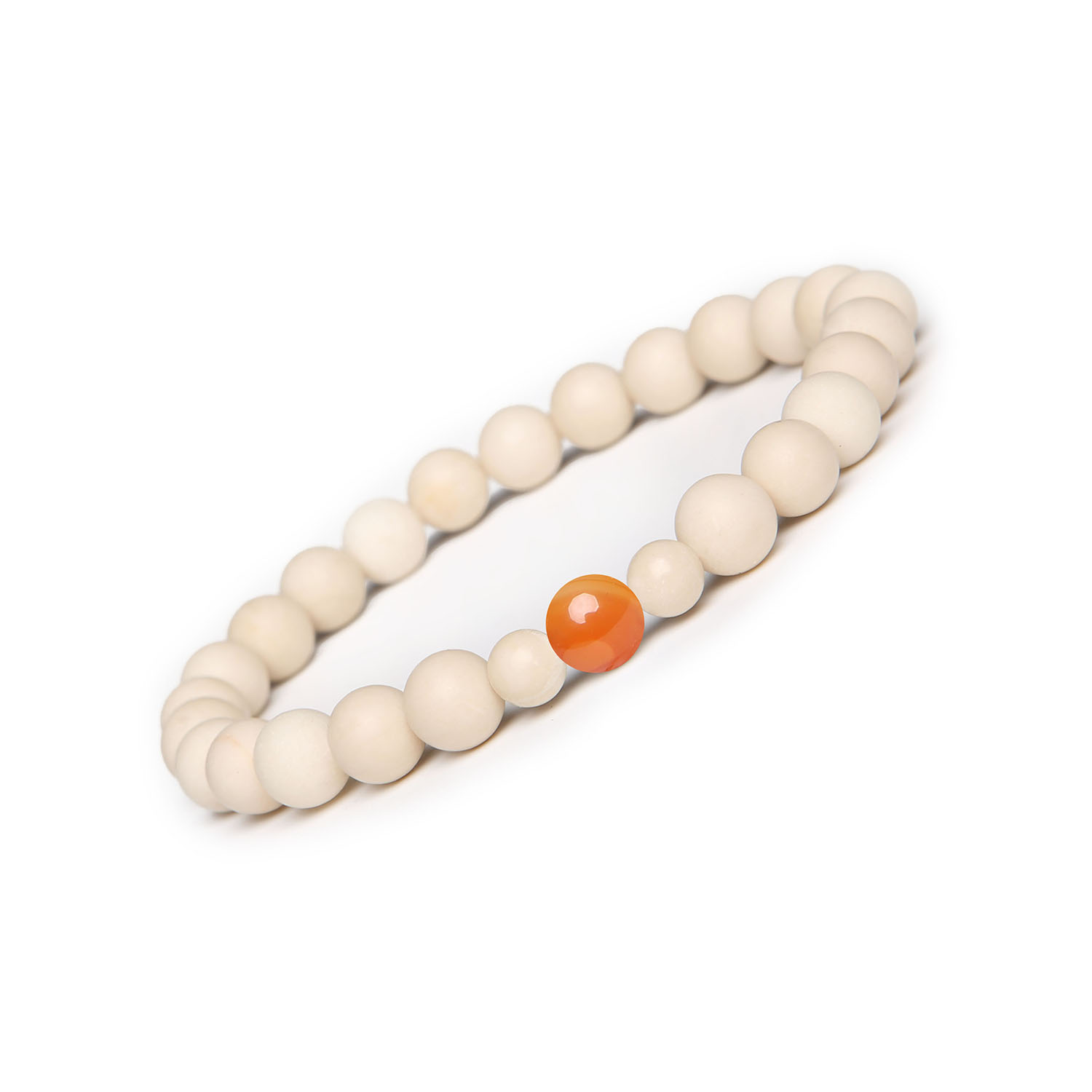 Stylowa bransoletka Binthe z karneolem i kamieniem rzecznym – uniseksowe akcesorium dla każdego. Damska i męska bransoletka Binthe z kamieniami naturalnymi: karneolem i kamieniem rzecznym.