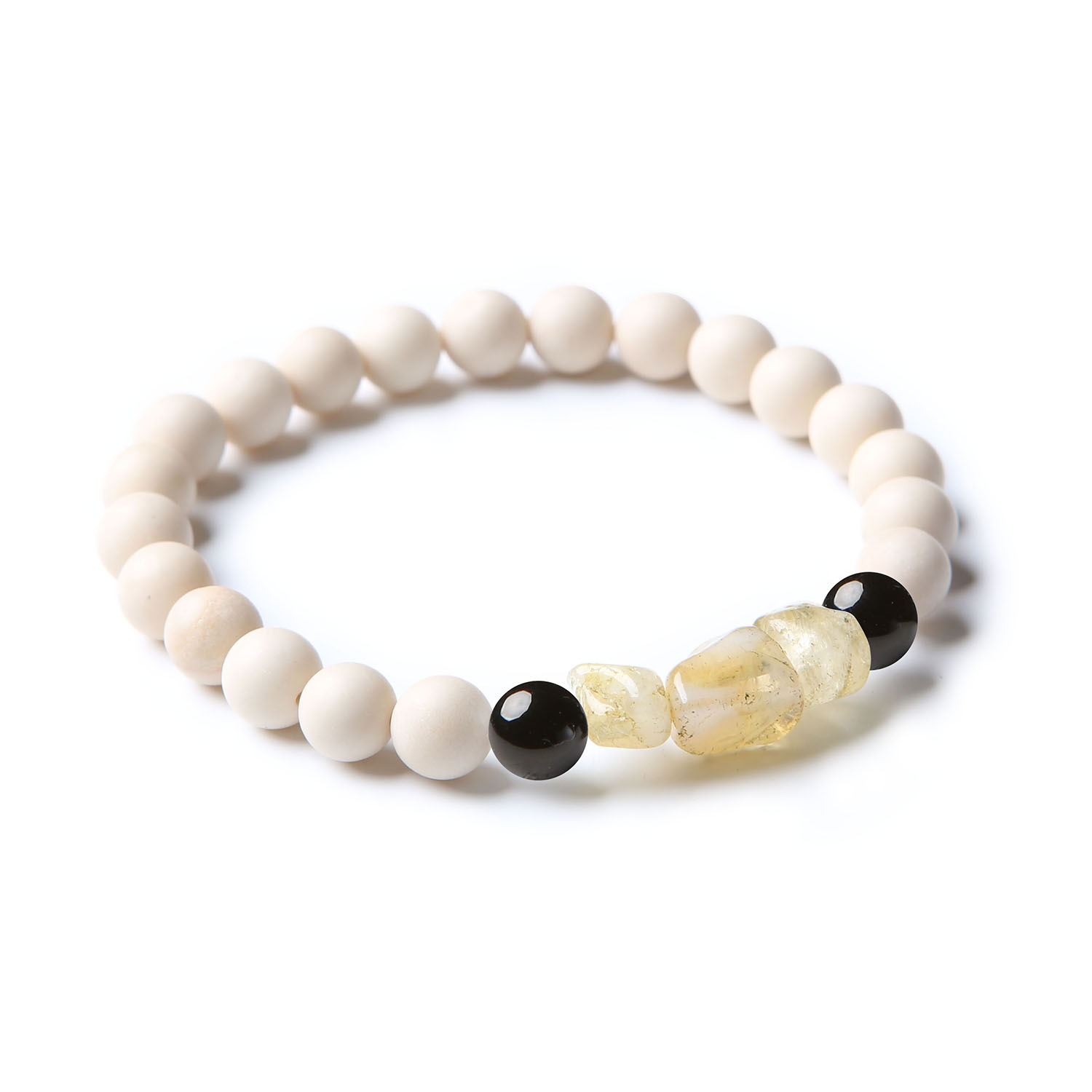 Bransoletka Cymiri z onyksu, cytrynu i kamienia rzecznego, idealna dla mężczyzn i kobiet.