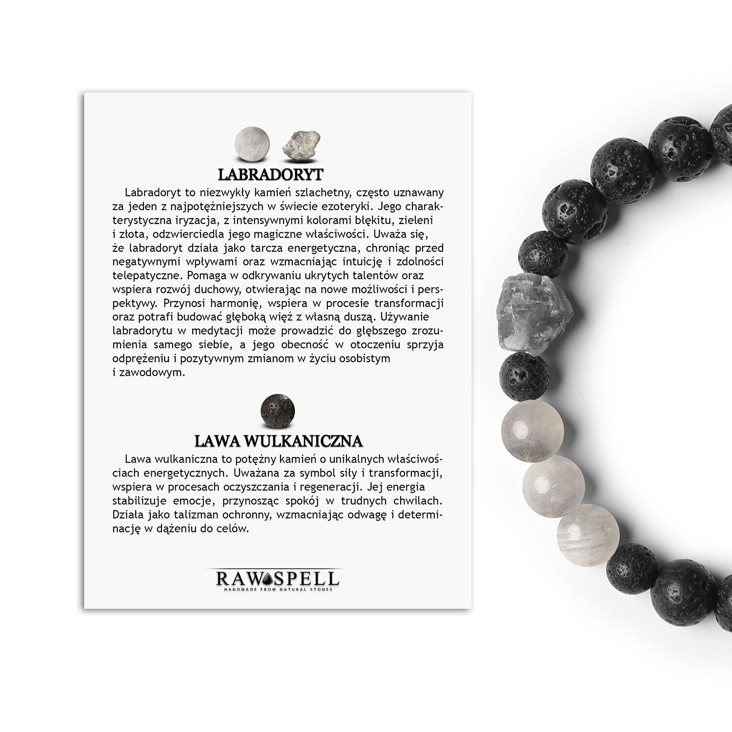 Stylowa bransoletka Derdr z labradorytem i lawą wulkaniczną. Naturalne kamienie dla pań i panów – idealny wybór na co dzień Bransoletka z kolekcji Derdr z labradorytem i lawą wulkaniczną, wykonana z naturalnych kamieni, dostępna dla kobiet i mężczyzn.