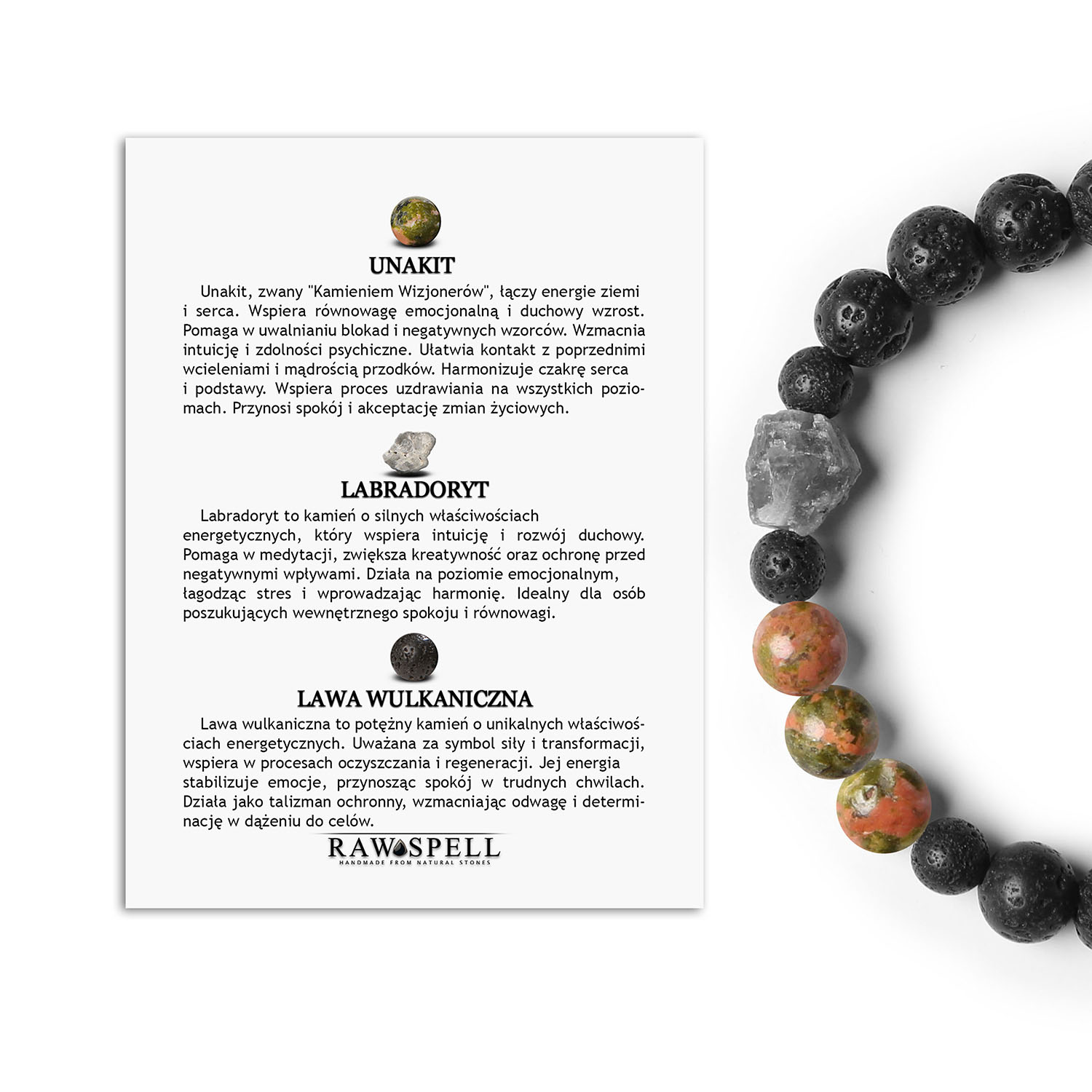 Stylowa bransoletka Derdr z unakitem, labradorytem i lawą. Naturalne kamienie dla mężczyzn i kobiet. Sprawdź już dziś Bransoletka z kolekcji Derdr wykonana z unakitu, labradorytu i lawy wulkanicznej – naturalne kamienie dla kobiet i mężczyzn.