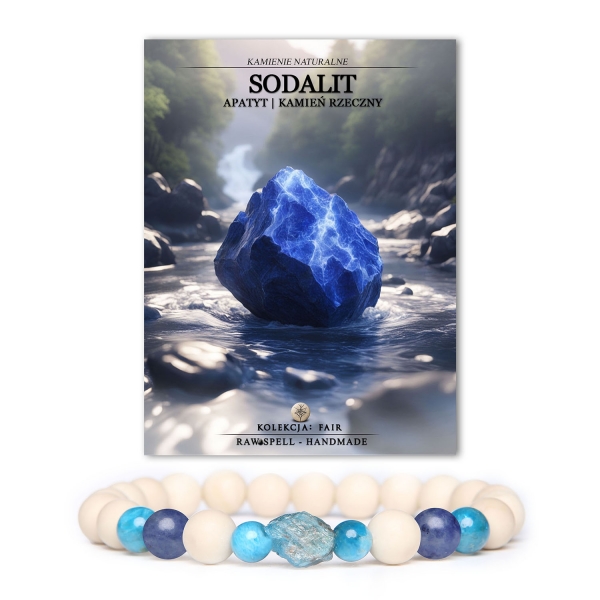 Bransoletka z kolekcji Fair w kolorach sodalitu, apatytu i kamienia rzecznego, dostępna w wersji damskiej i męskiej.