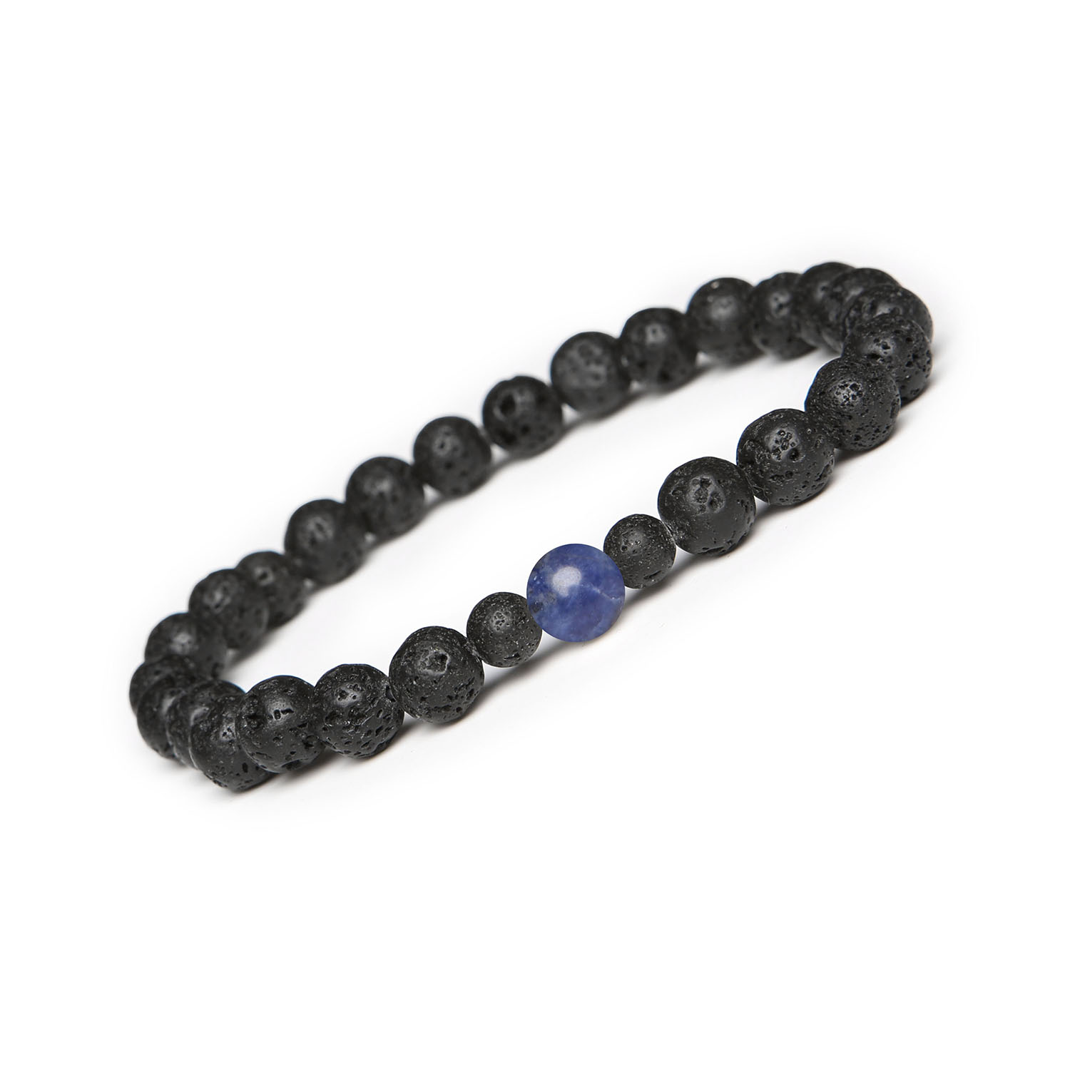 Stylowa bransoletka z Sodalitu i Lawy Wulkanicznej - Kolekcja Binthe dla niej i dla niego Bransoletka z kolekcji Binthe wykonana z sodalitu i lawy wulkanicznej, dostępna w wariantach damskim i męskim.