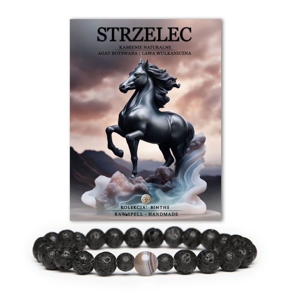 Elegancka bransoletka z naturalnych kamieni - agat botswana i lawa wulkaniczna, dostępna w kolekcji Binthe dla kobiet i mężczyzn.