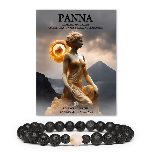 Bransoletka z naturalnych kamieni w odcieniach cytrynowego cieniowania i lawy wulkanicznej, idealna dla przedstawicieli znaku Zodiaku Panna.