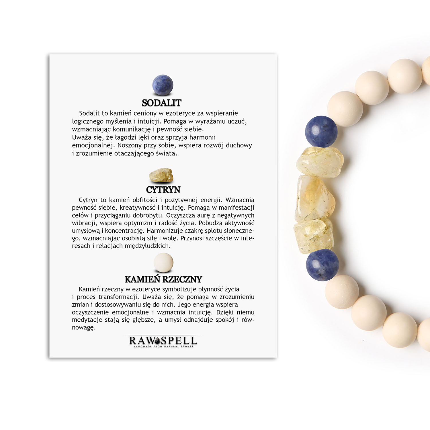 Stylowa bransoletka z kamieni naturalnych w kolekcji Cymiri sodalit, cytryn i kamień rzeczny – dla każdego Stylowa bransoletka z kolekcji Cymiri, wykonana z sodalitu, cytrynu i kamienia rzecznego, pasująca do każdego stylu.