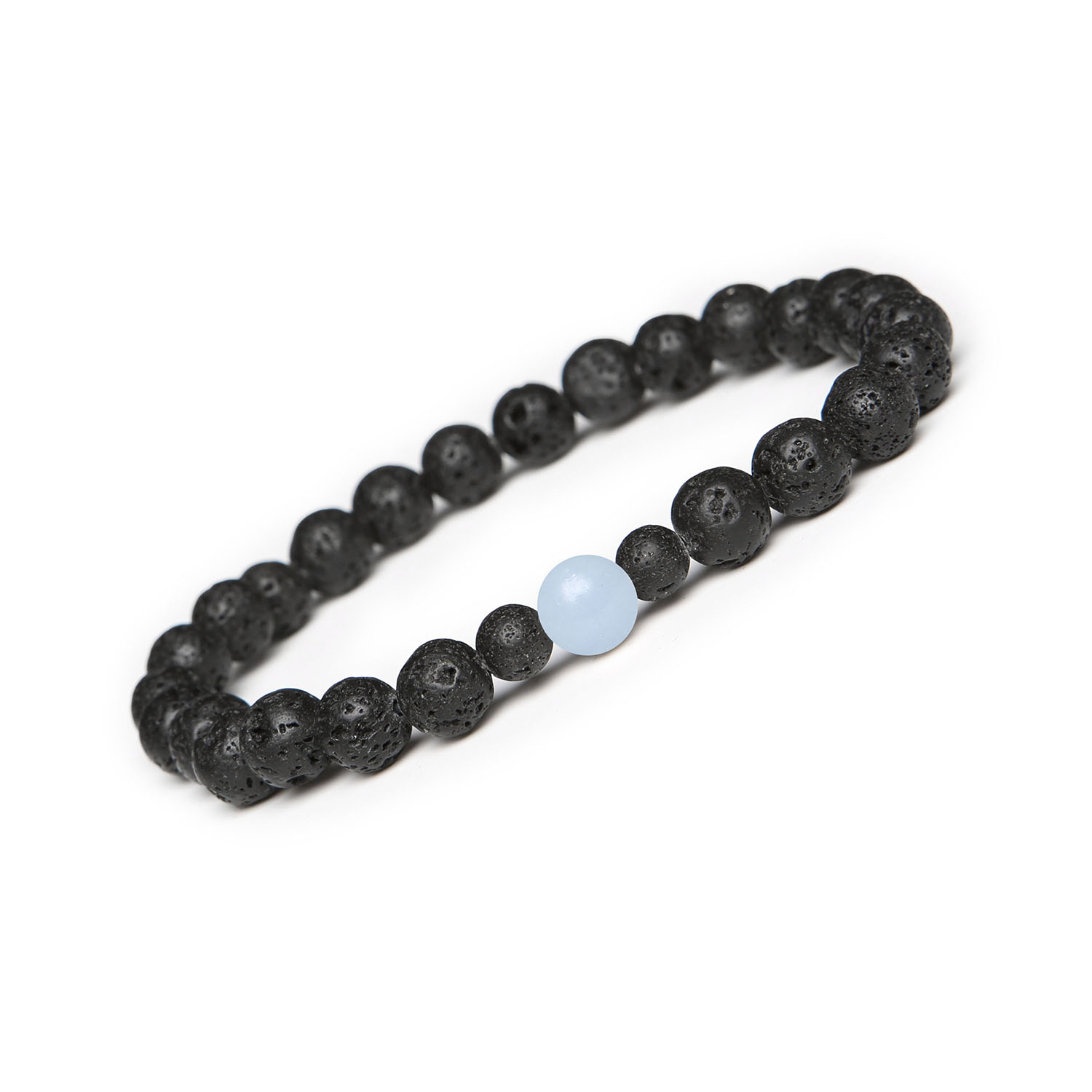 Stylowa bransoletka z kolekcji Binthe Angelit z Peru i Lawa Wulkaniczna - unisex Bransoletka damska i męska z kolekcji Binthe wykonana z angelitu z Peru i lawy wulkanicznej.