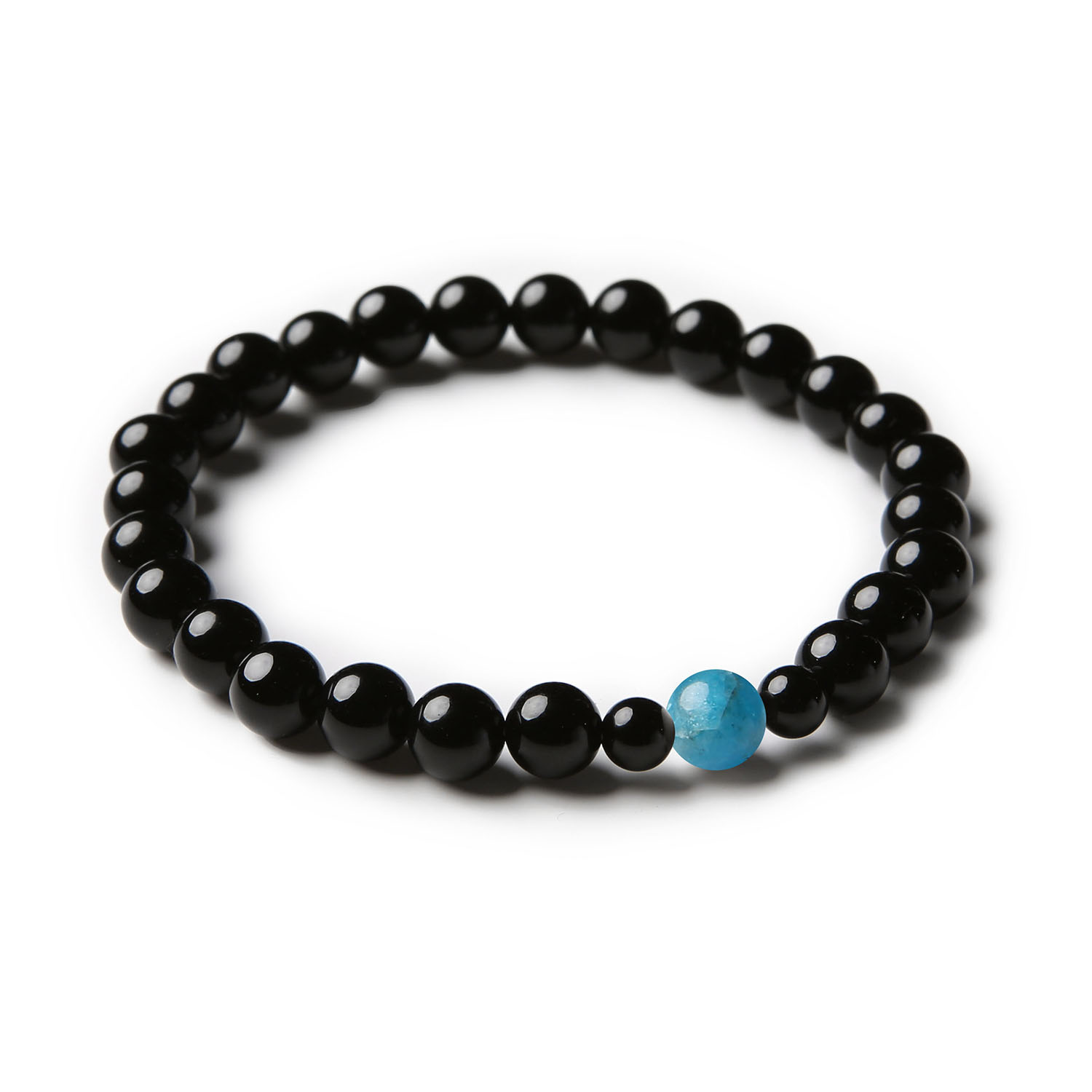 Bransoletka Binthe z apatytu i onyksu - elegancki dodatek unisex dla każdego.