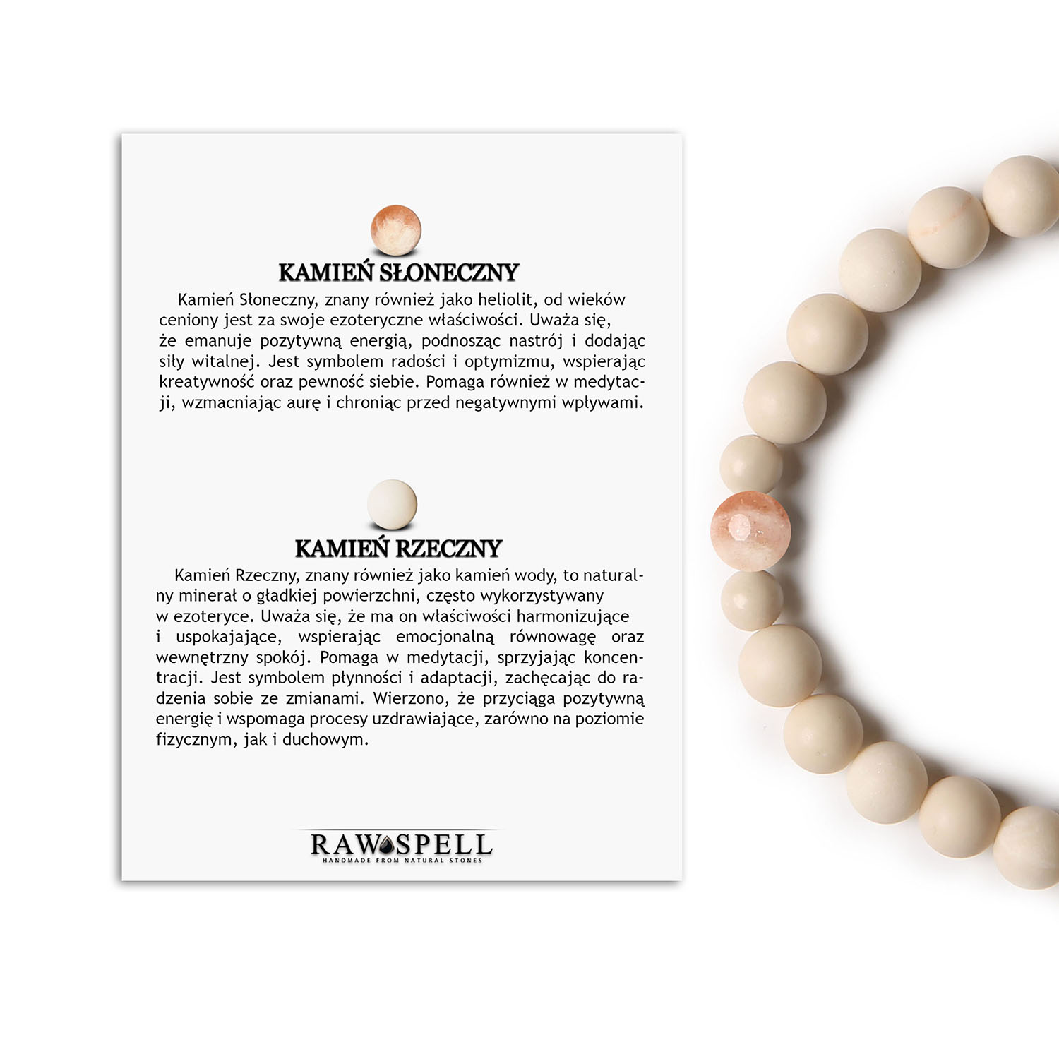 Stylowa bransoletka z kolekcji Binthe - Kamień Słoneczny oraz Kamień Rzeczny, dostępna dla dam i panów Bransoletka z kolekcji Binthe z naturalnymi kamieniami, w tym kamieniem słonecznym i kamieniem rzecznym, idealna dla kobiet i mężczyzn.