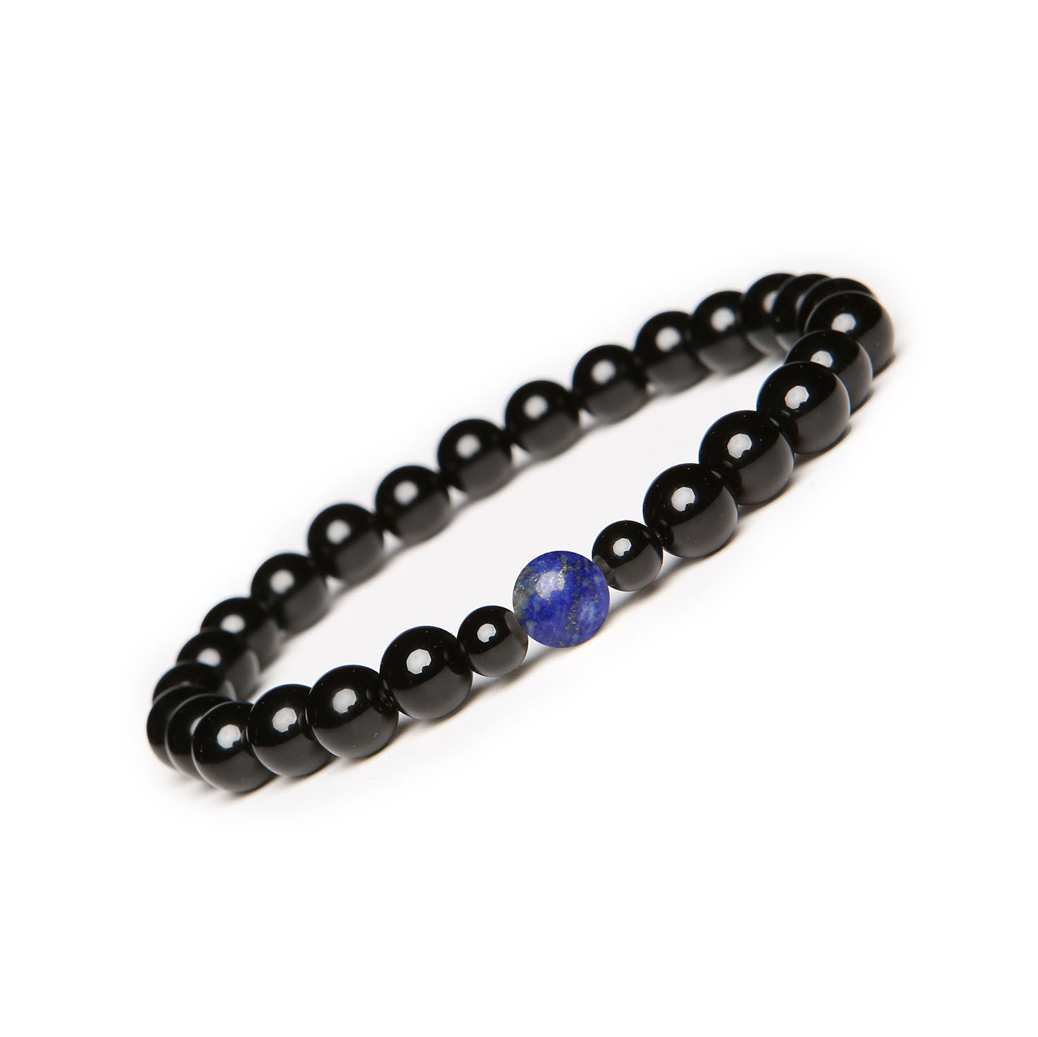 Stylowa bransoletka z kolekcji Binthe Lapis Lazuli oraz Onyks. Idealna dla kobiet i mężczyzn Stylowa bransoletka Binthe z lapis lazuli i onyksu, unisex – doskonały dodatek dla każdej osoby.