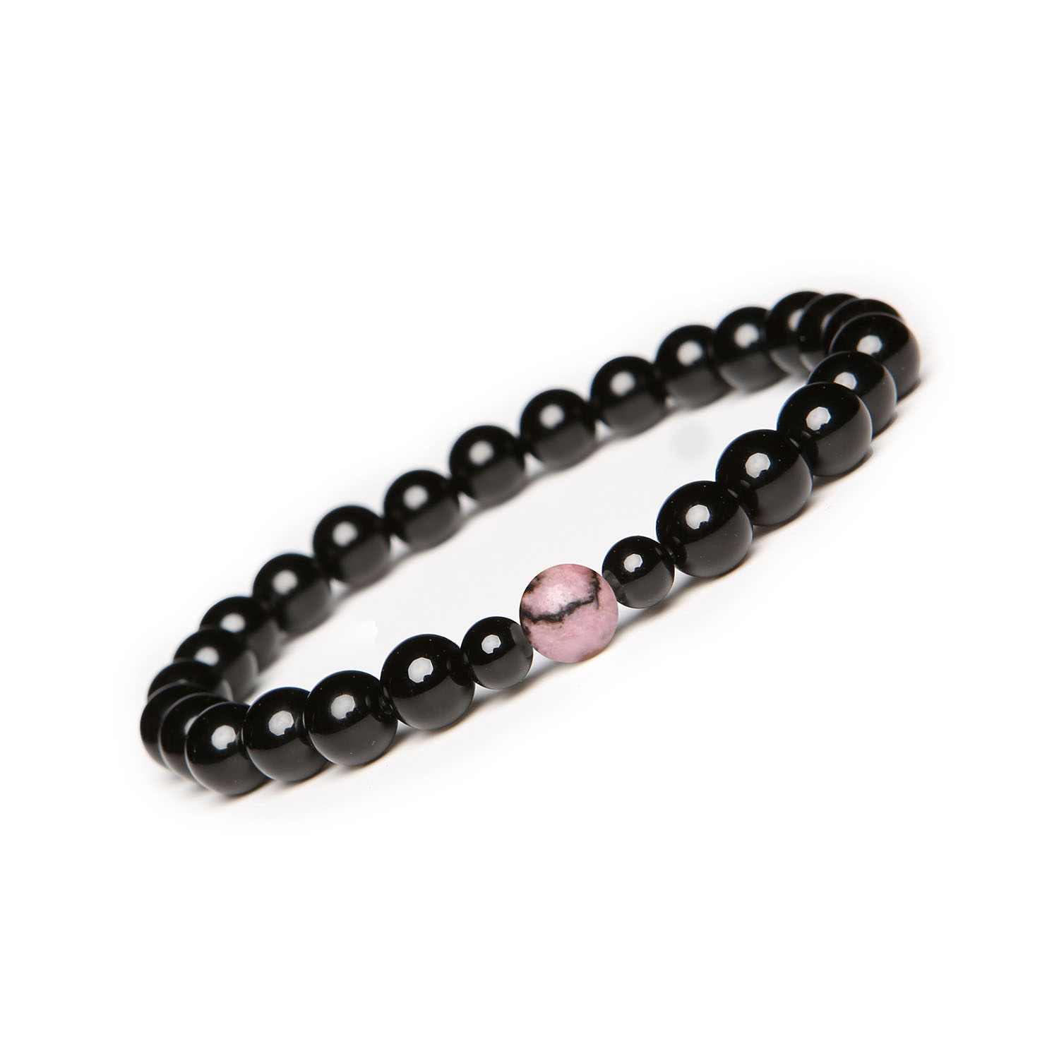Stylowa bransoletka z kolekcji Binthe Różowo-czarny rodonit i onyks, idealna dla każdego Damska i męska bransoletka z rodonitu (różowo-czarny) oraz onyksu z kolekcji Binthe, doskonała na każdą okazję.
