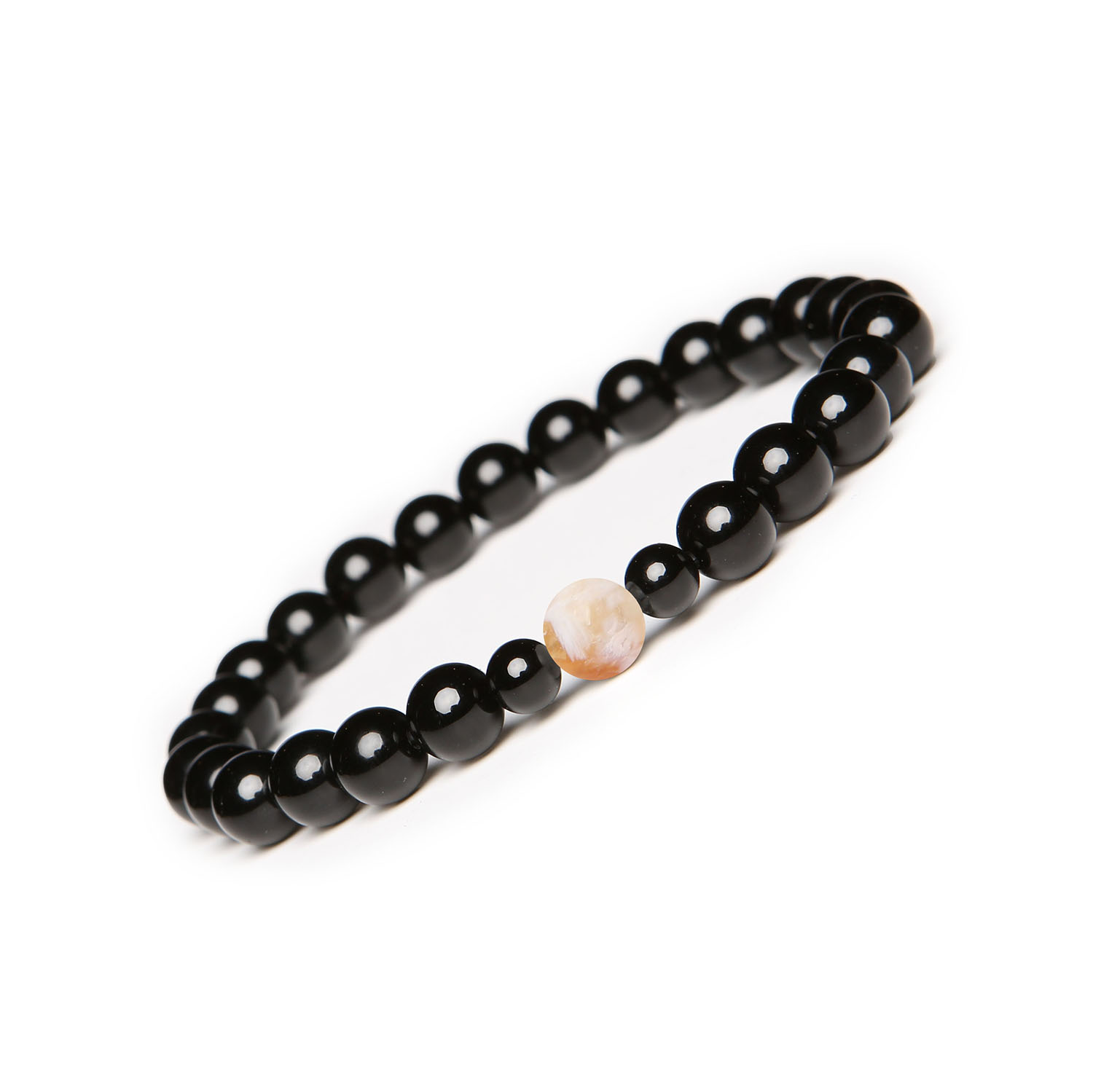 Stylowa bransoletka z kolekcji Binthe cytryn cieniowany oraz onyks - unisex dla każdej okazji Stylowa bransoletka Binthe z cieniowanym cytrynem i onyksami, idealna dla kobiet i mężczyzn.