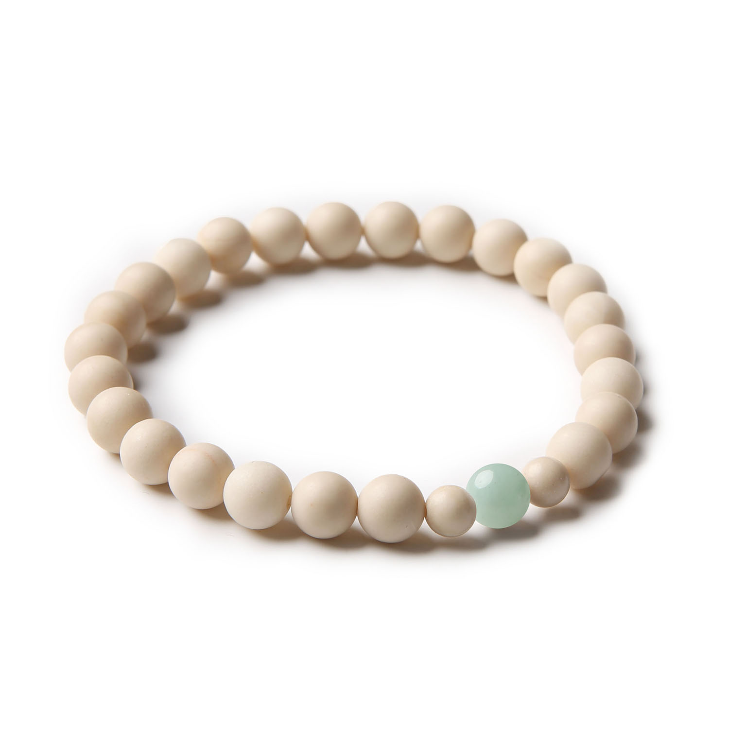 Elegancka bransoletka z kamieni naturalnych – jasnego amazonitu i kamienia rzecznego, uniwersalny design dla każdej płci.