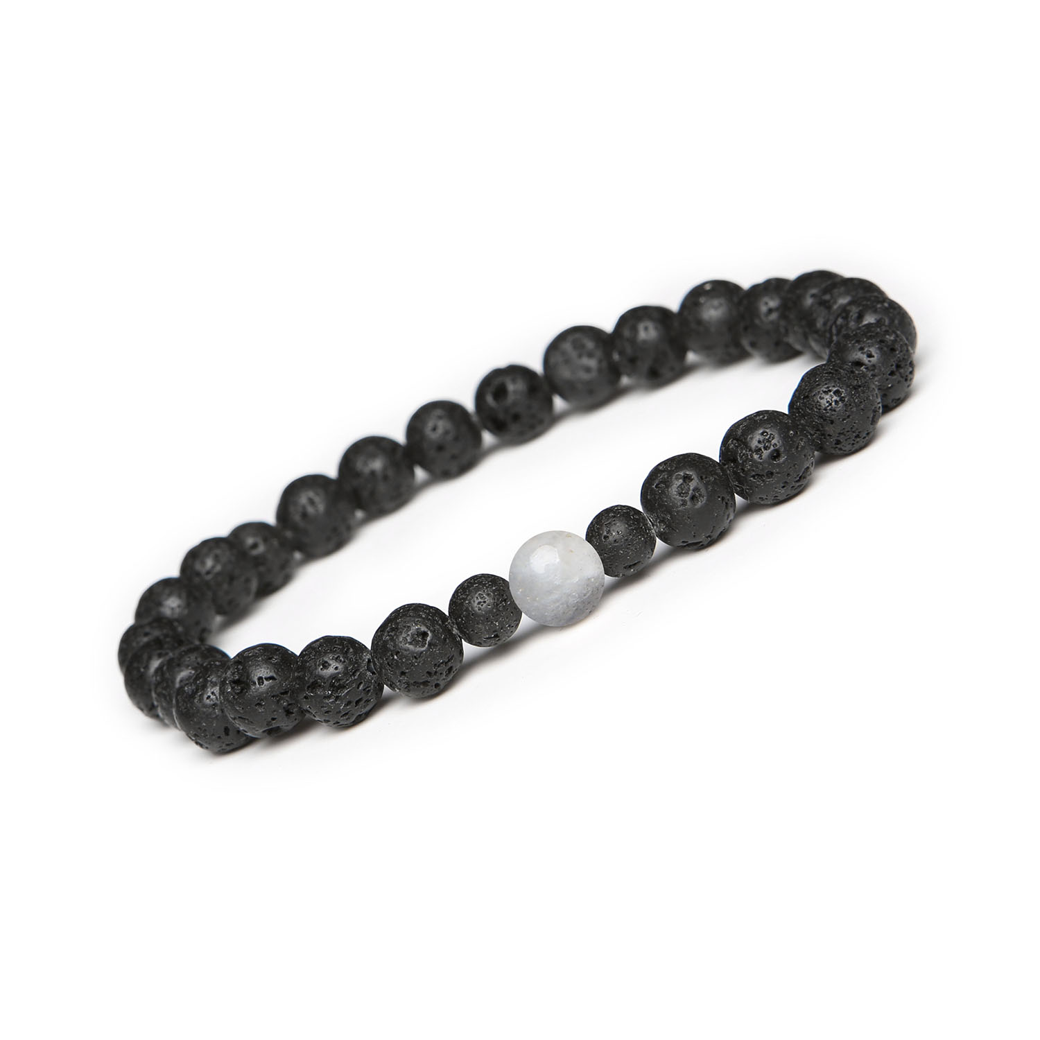 Stylowa bransoletka z kolekcji Binthe labradoryt i lawa wulkaniczna - unisex Bransoletka Binthe z labradorytem i lawą wulkaniczną - elegancki dodatek dla kobiet i mężczyzn.