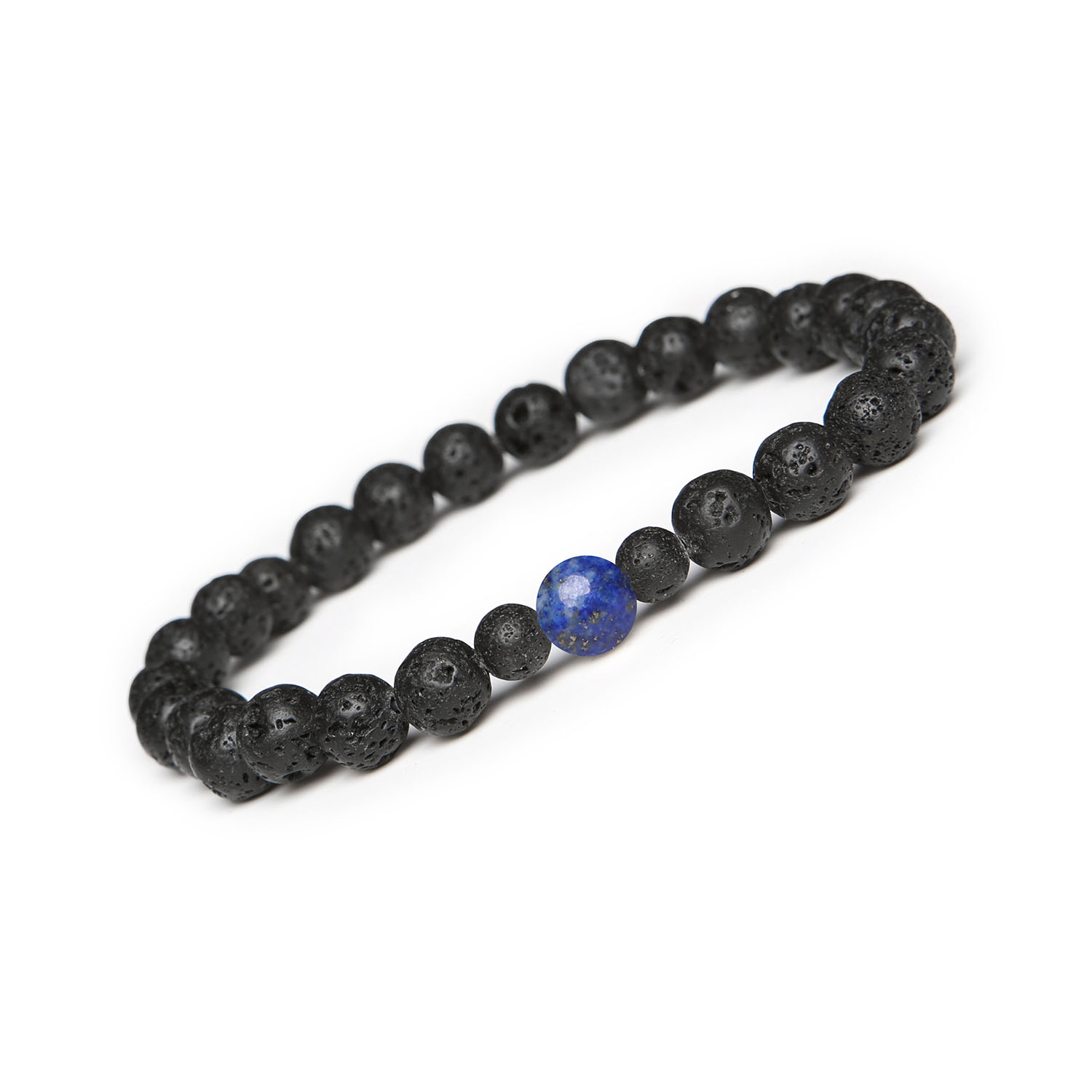 Stylowa bransoletka z kolekcji Binthe, wykonana z Lapis Lazuli oraz Lawy Wulkanicznej - unikalna biżuteria dla każde Elegancka bransoletka z lapis lazuli i lawy wulkanicznej z kolekcji Binthe, uniwersalna dla kobiet i mężczyzn.