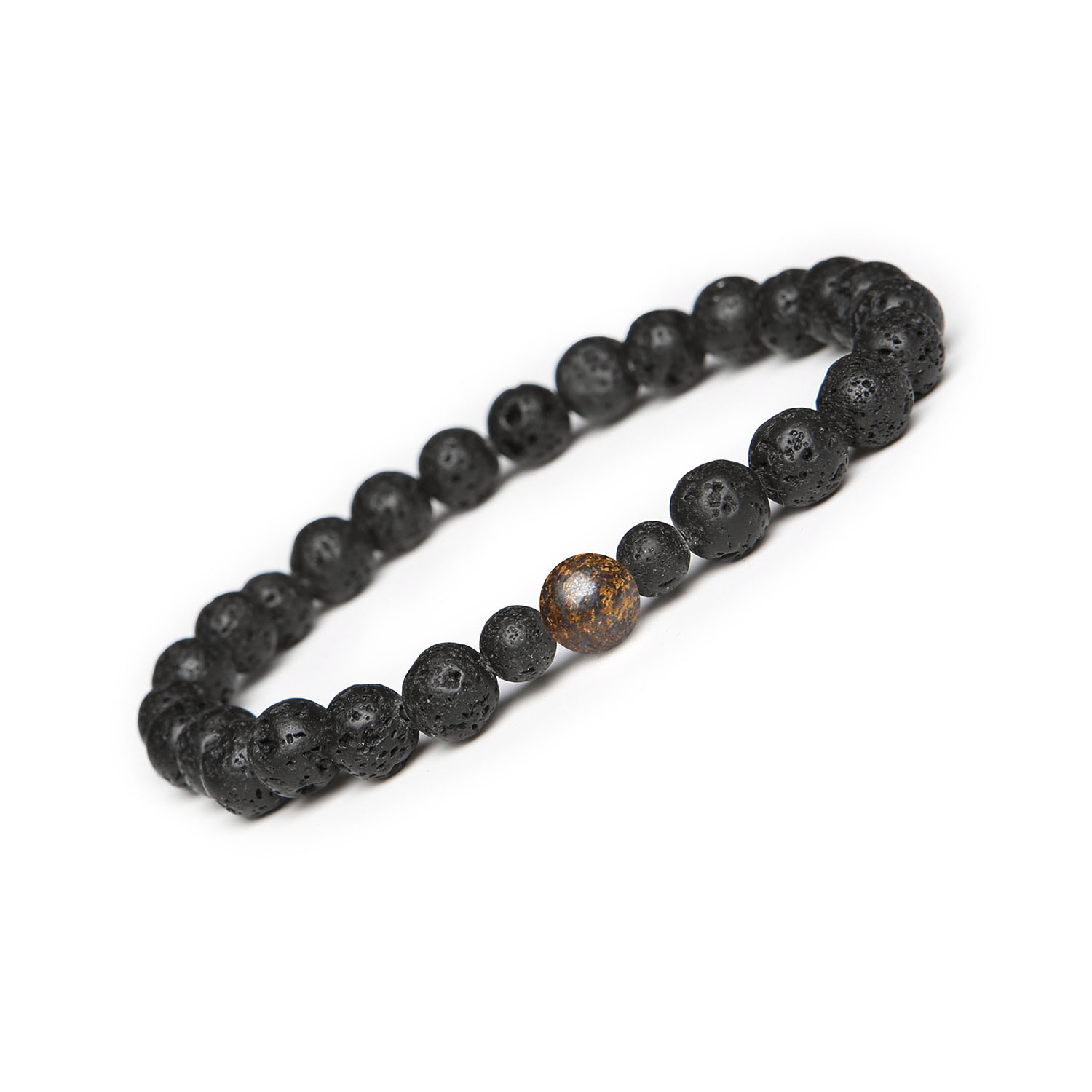 Stylowa bransoletka z kolekcji Binthe, wykonana z bronzytu i lawy wulkanicznej – idealna dla kobiet i mężczyzn Damska i męska bransoletka z kolekcji Binthe, wykonana z naturalnego bronzytu i lawy wulkanicznej.