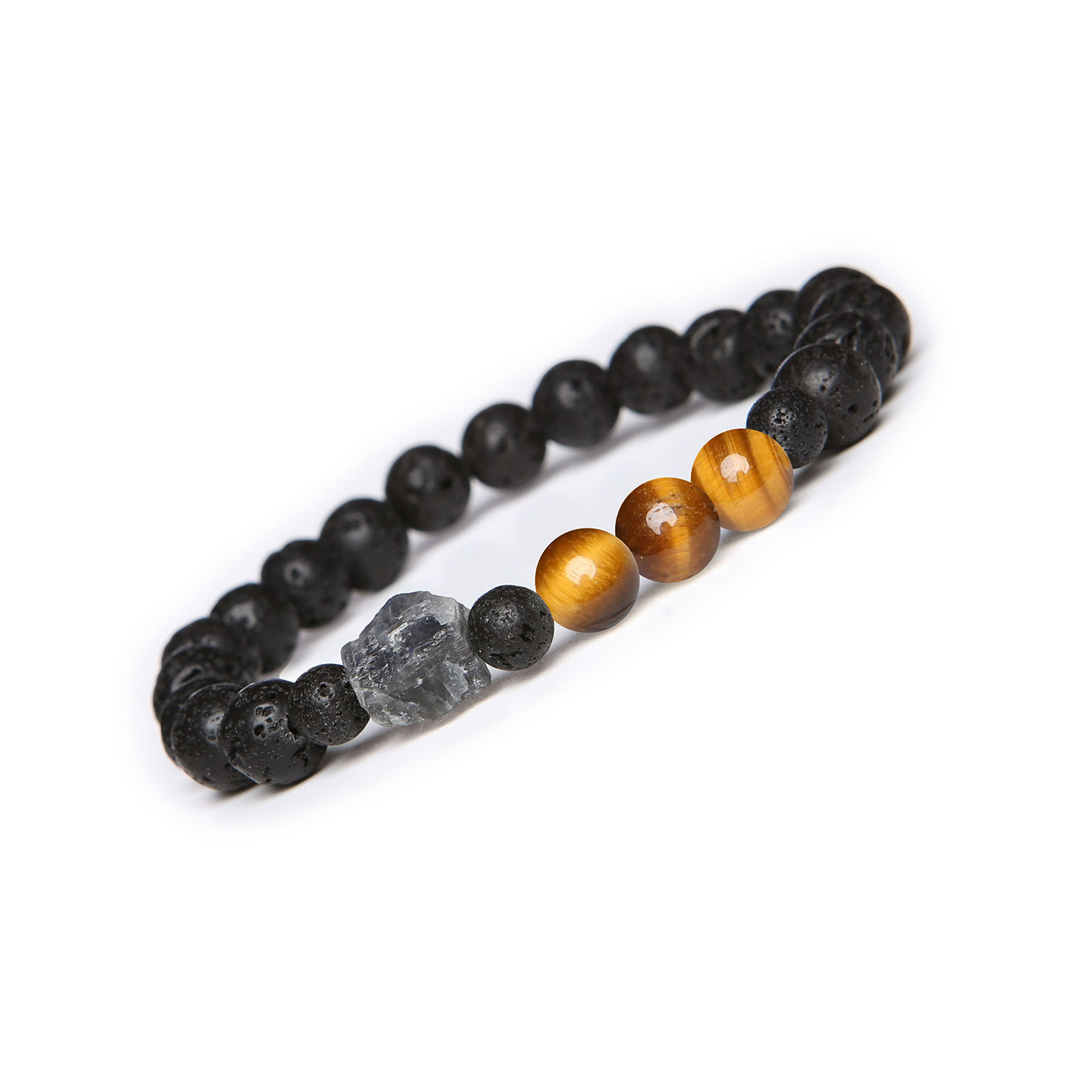 Stylowa bransoletka z kolekcji Derdr - Tygrysie Oko, Labradoryt i Lawa Wulkaniczna. Naturalne kamienie dla niej i dla niego Bransoletka z kolekcji Derdr wykonana z naturalnych kamieni: tygrysiego oka, labradorytu i lawy wulkanicznej, dostępna w wersji damskiej i męskiej.