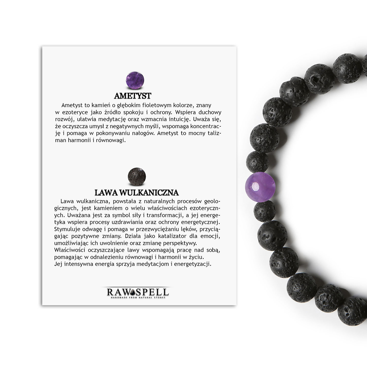 Wulkaniczna Bransoletka Binthe z Ametystu - Damski i Męski Akcent w Twojej Biżuterii Stylowa bransoletka Binthe z ametystu i lawy wulkanicznej, dostępna w wersji damskiej i męskiej.