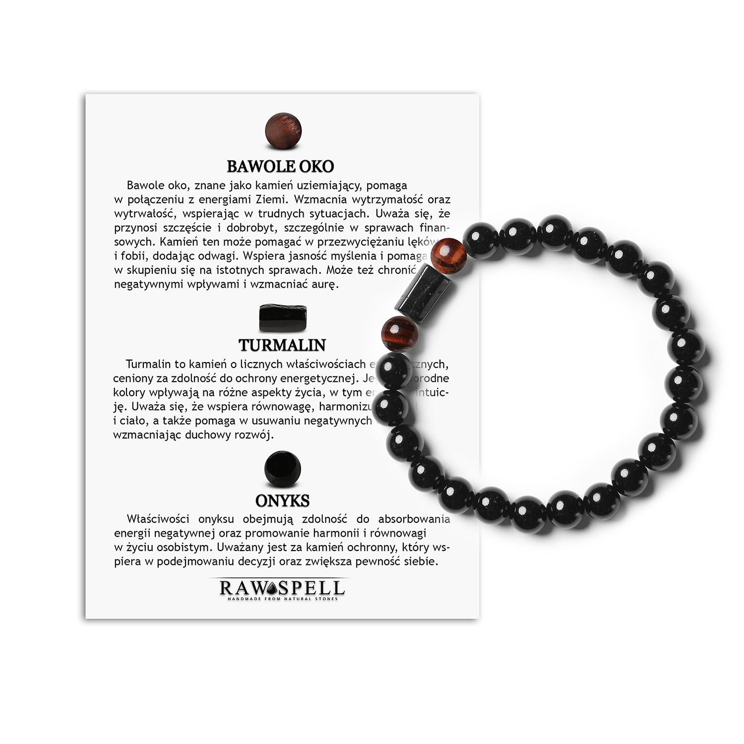 Wyjątkowy Urok Bawolego Oka Bransoletka z Kamieni Naturalnych z Turmalinem i Onyksu Stylowa bransoletka, w której ciepło bawolego oka spotyka się z intensywnością turmalinu i tajemniczością onksu – wyraź swoje unikalne ja w kolekcji Arsil.