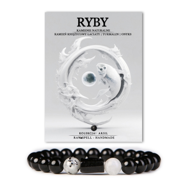 Zanurz się w mistycznym świecie Znaków Zodiaku z bransoletką Ryby z kolekcji Arsil. Ta wyjątkowa biżuteria, wykonana z naturalnych kamieni, takich jak subtelny kamień księżycowy, turmalin i onyx, emanuje głęboką energią i intuicją. Idealna dla osób urodzonych pod tym znakiem, bransoletka łączy w sobie elegancję i harmonijne wibracje, które będą towarzyszyć Ci w codziennych wyzwaniach.