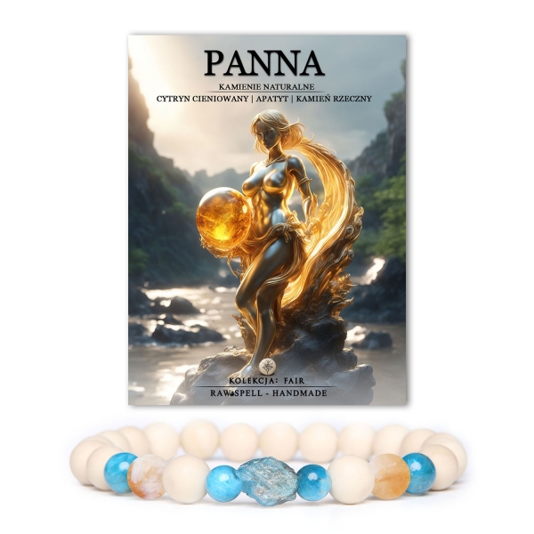 Zodiakalny urok Panny eleganckie bransoletki z cytrynem i apatytem. Unikalne kamienie rzeczne dla kobiet i mężczyzn